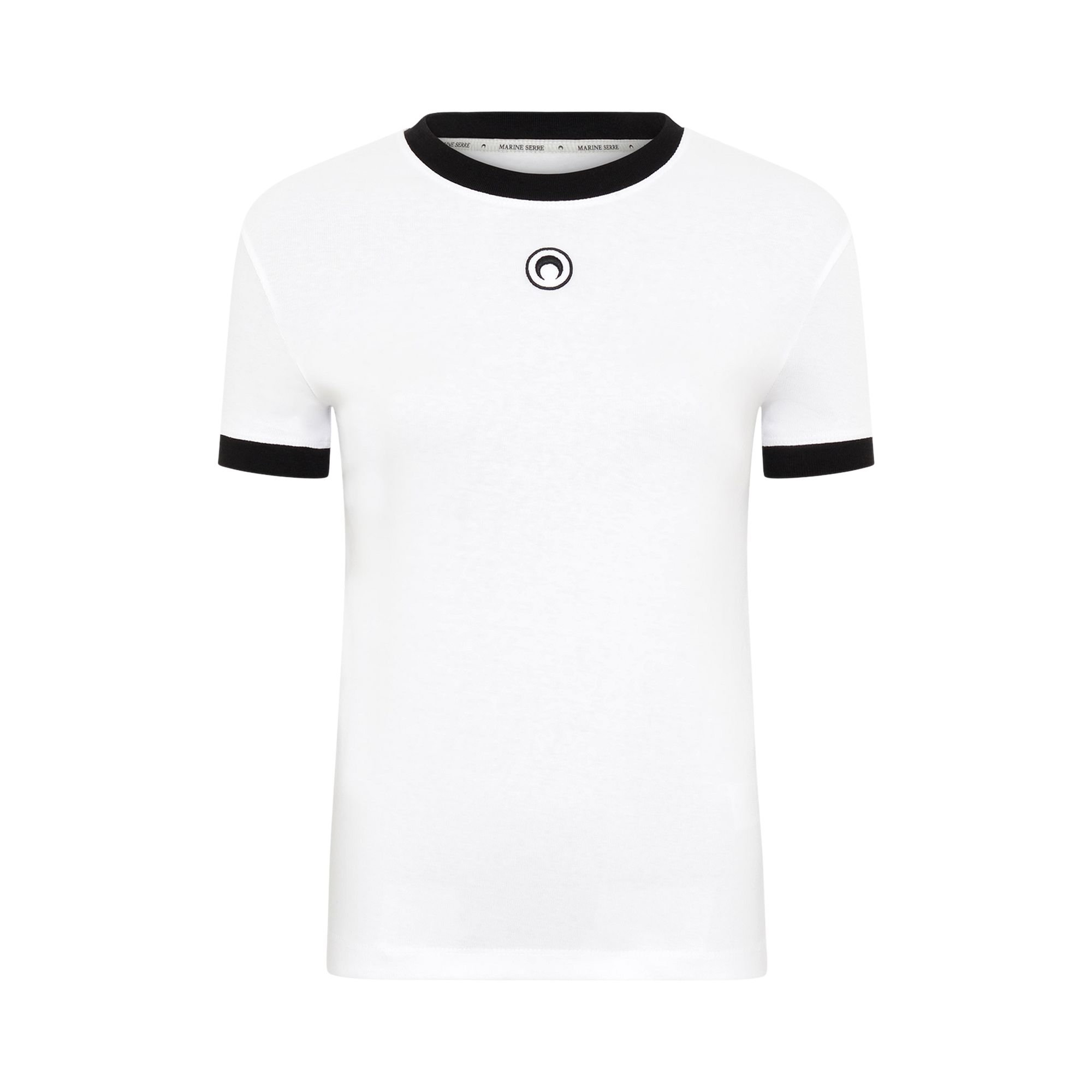 Pre-owned Marine Serre Moon Logo Bicolor Jersey Baby Fit T-shirt 'white/black' | Women's Size S