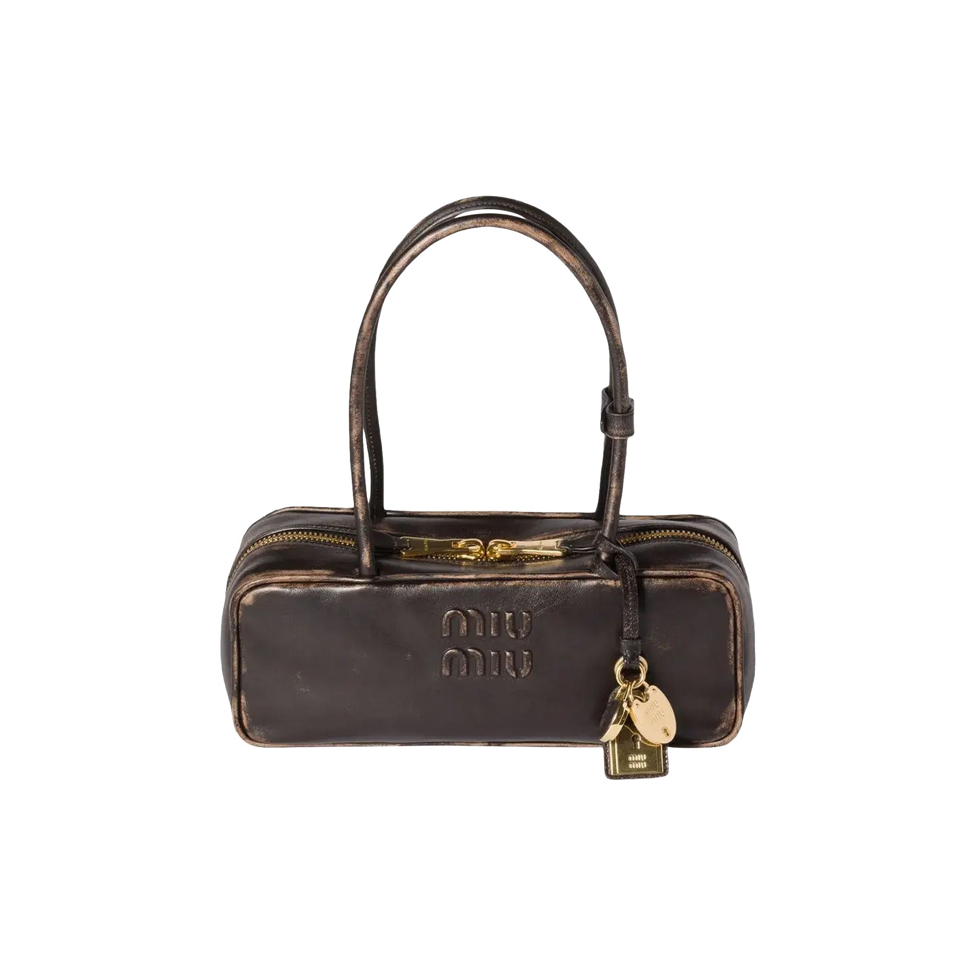 Pre-owned Miu Miu Bauletto Nappa Old Handbag 'caffe' | Brown | Women's Size Onesize