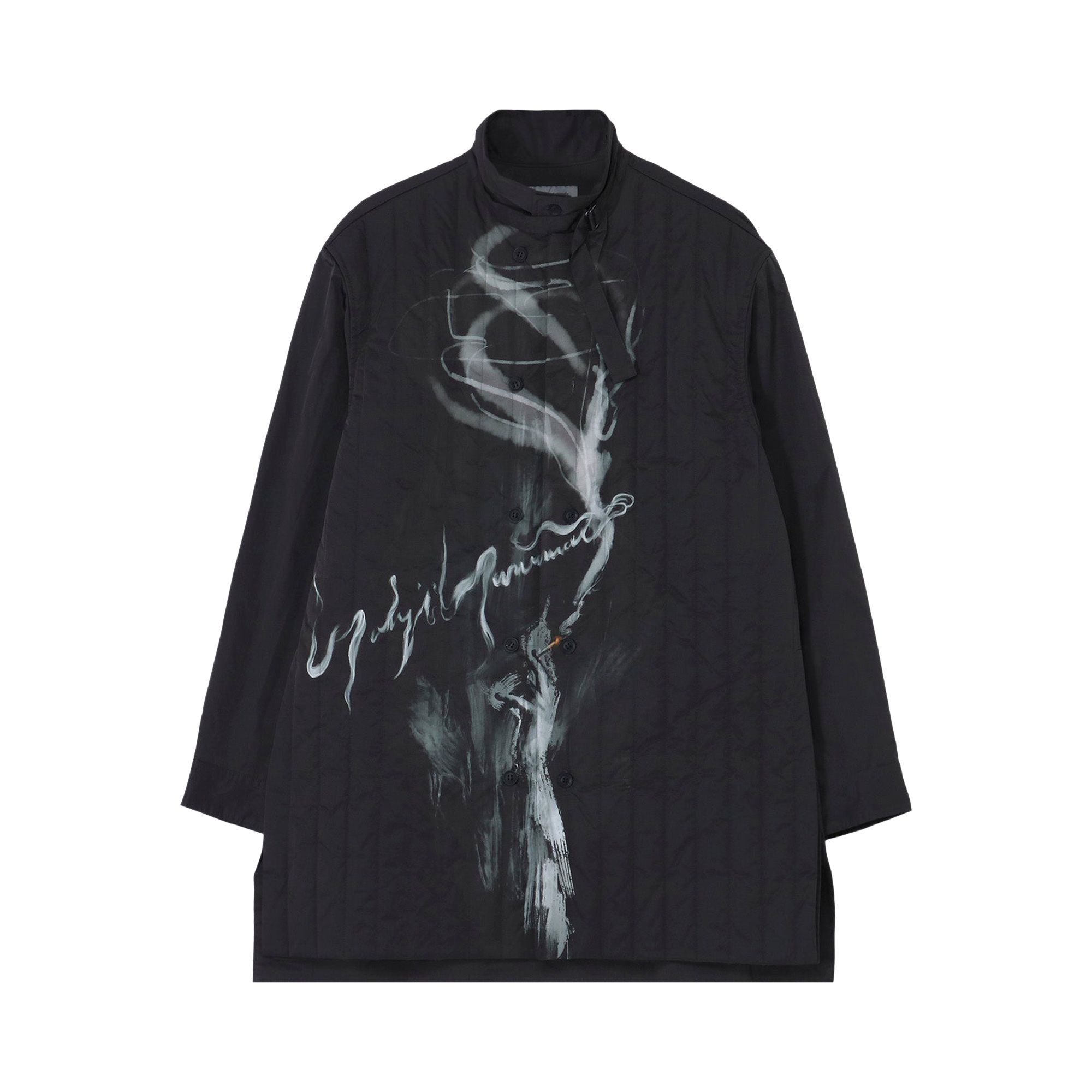 Pre-owned Yohji Yamamoto Pour Homme Tobacco Printed Padded B Coat 'black' | Men's Size 4