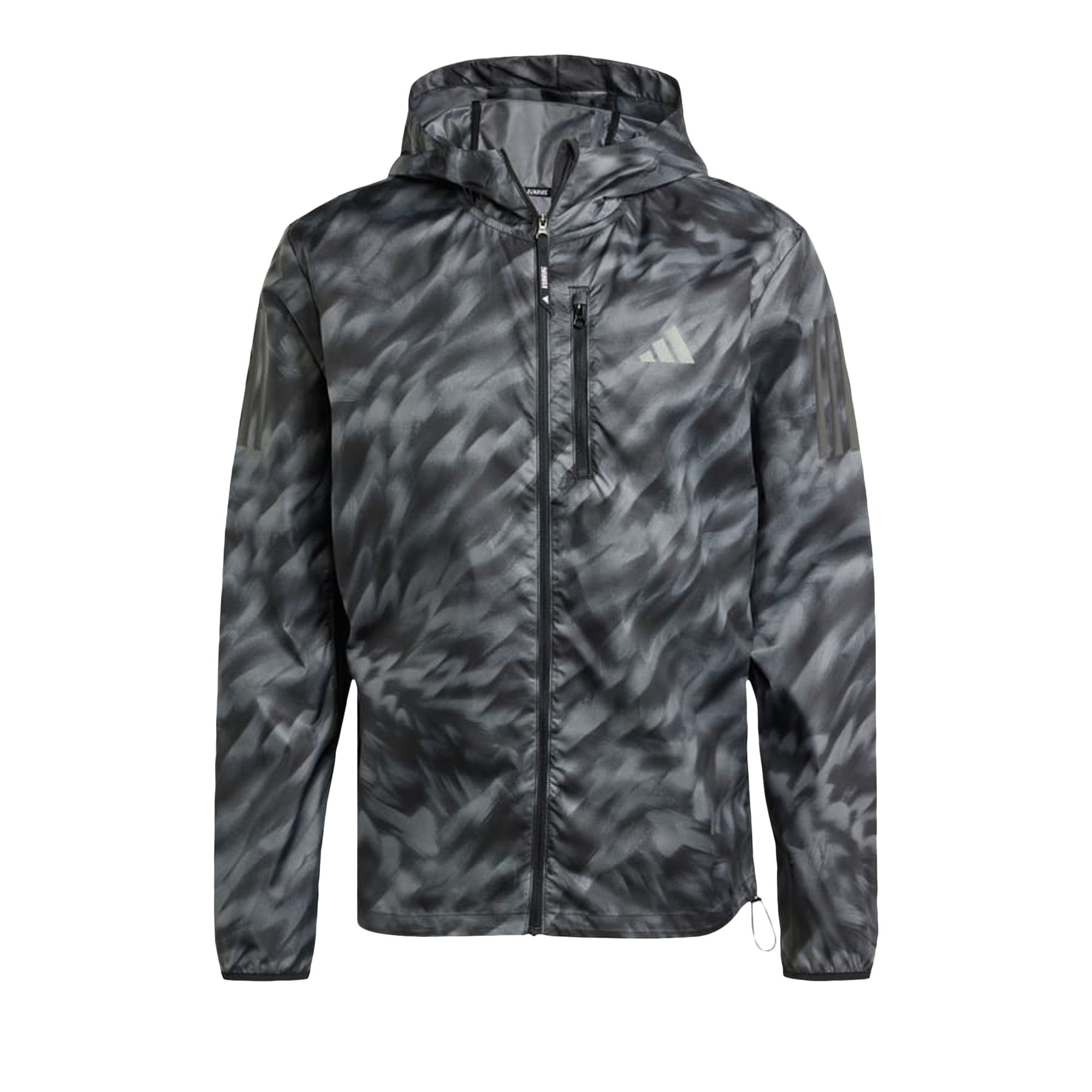 ADIDAS ORIGINALS Pre-owned Adidas Own The Run Allover Print Jacket 'grey Four/black' | Men's Size S In Gray