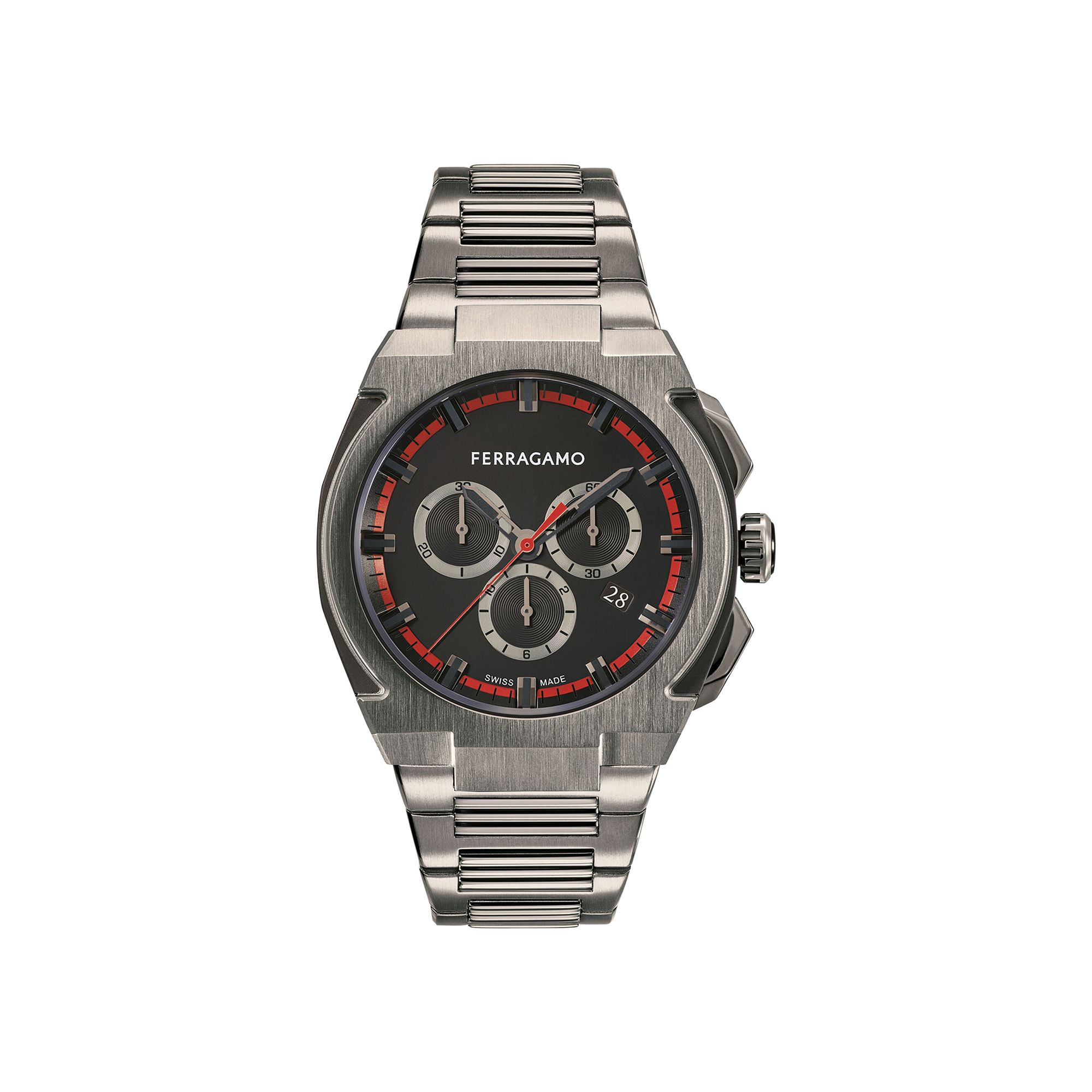 FERRAGAMO Pre-owned Supreme Chrono Bracelet Watch 'gun' | Grey | Men's Size Onesize In Gray
