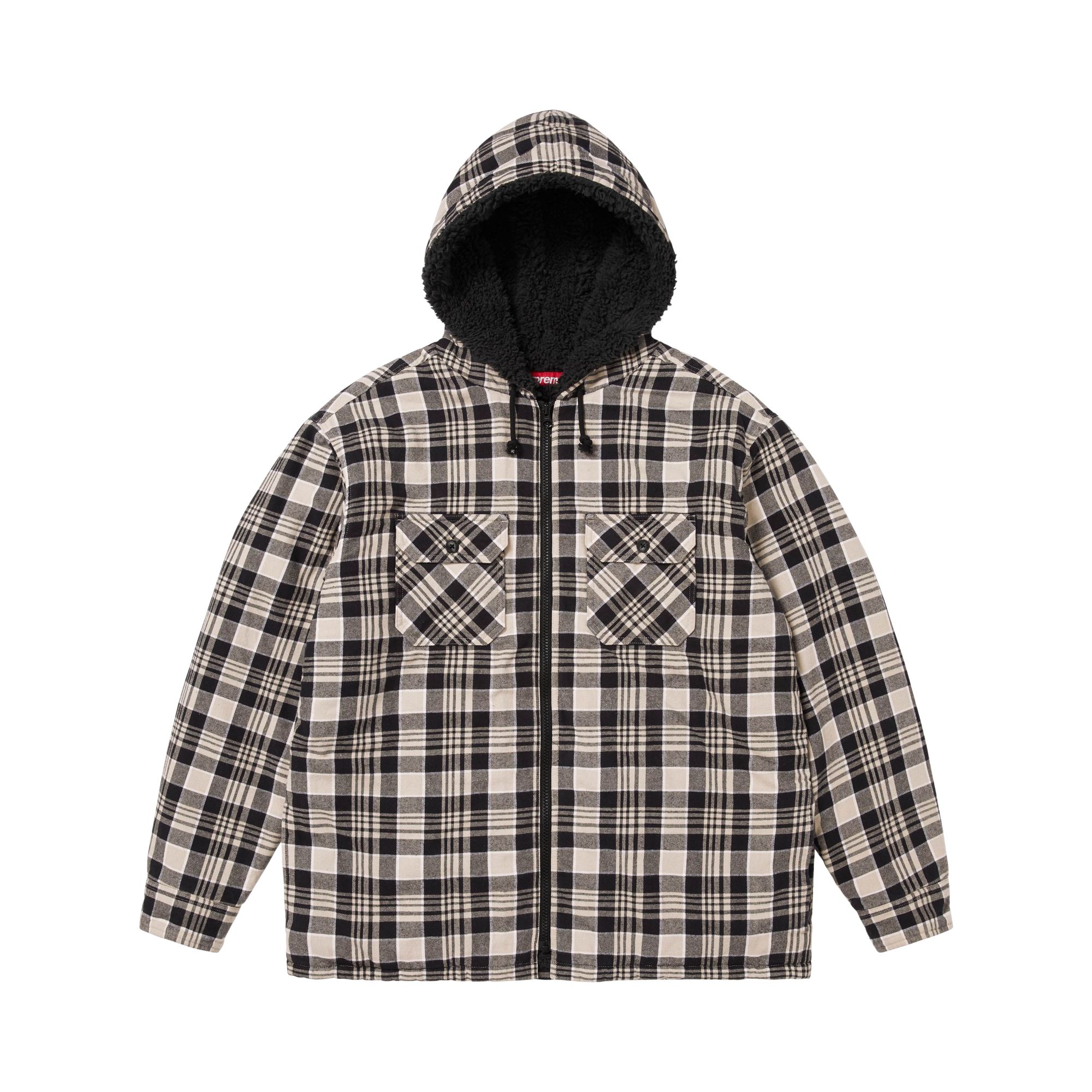 SUPREME Pre-owned Lined Zip Up Hooded Flannel Shirt 'light Tan' | Men's Size M In Brown