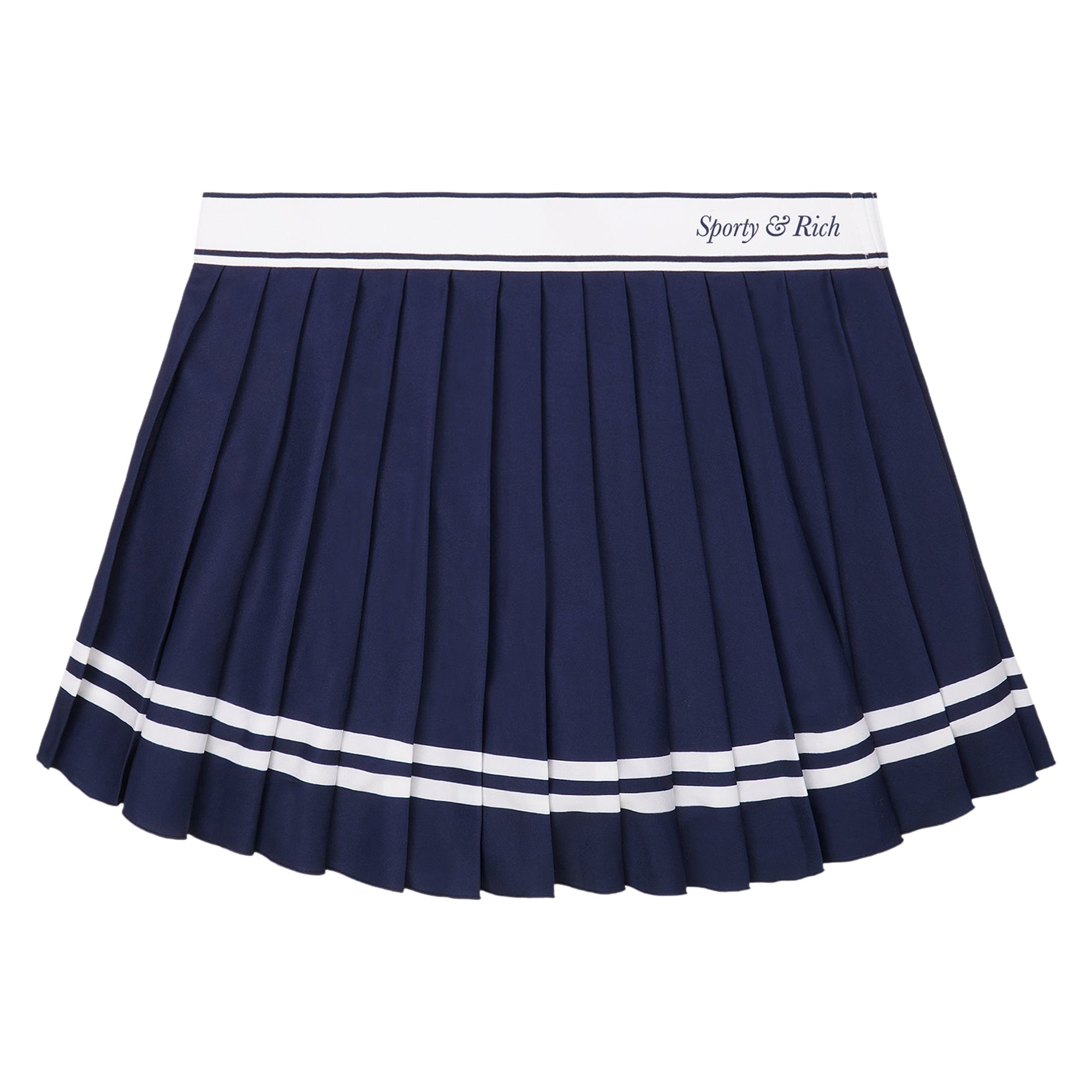 Pre-owned Sporty And Rich Sporty & Rich Italic Logo Pleated Skirt 'dark Navy/white' | Blue | Women's Size S