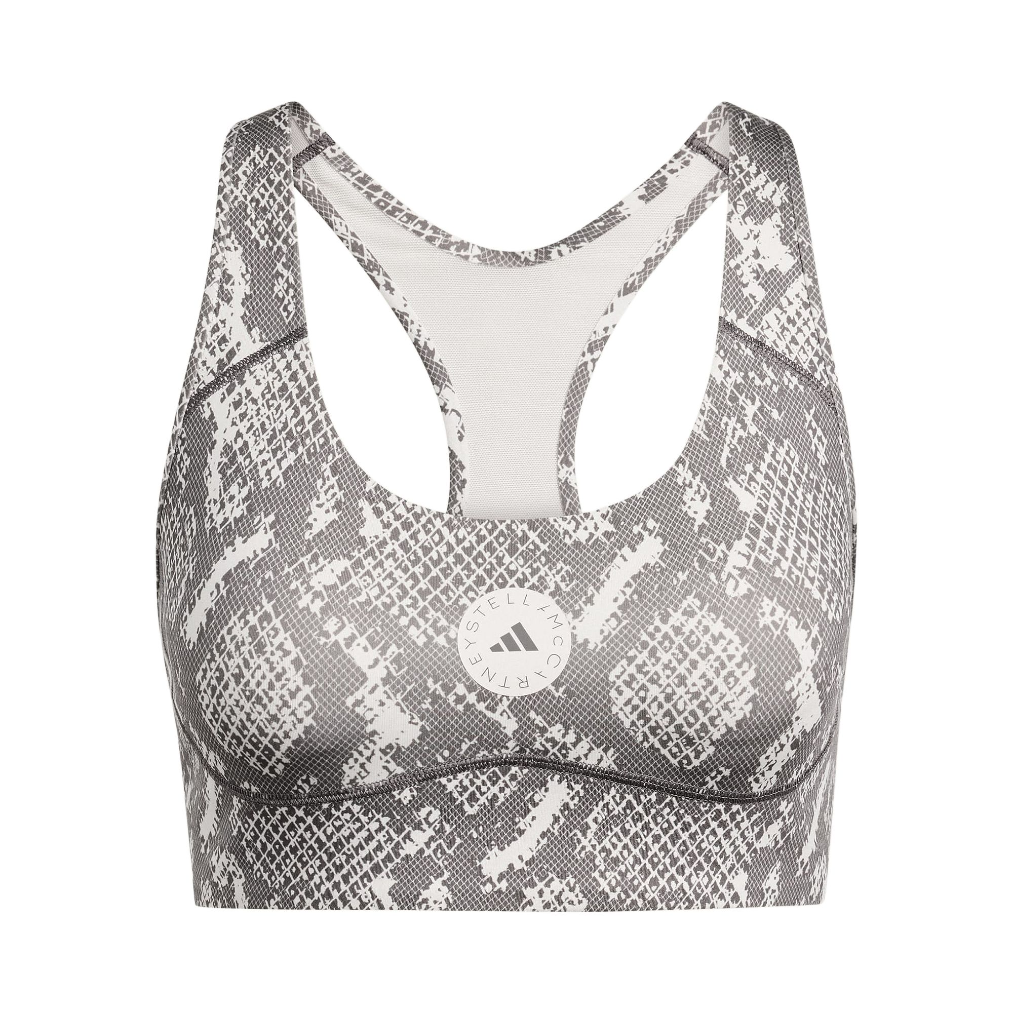 ADIDAS ORIGINALS Pre-owned Adidas X Stella Mccartney Power Impact Training Bra Medium Support Printed 'almond Milk-smc/charcoal In Gray