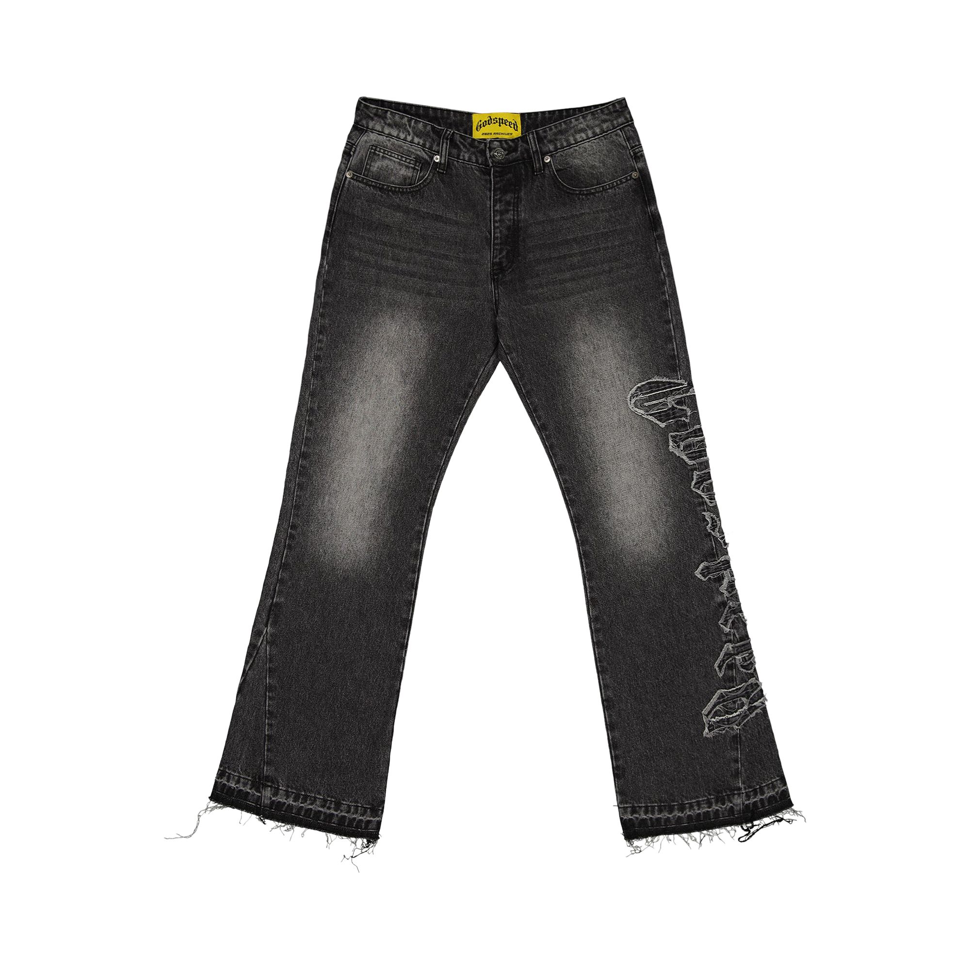 Pre-owned Godspeed Og Logo Flared Denim Stitched 'grey Wash' | Men's Size 30 In Gray