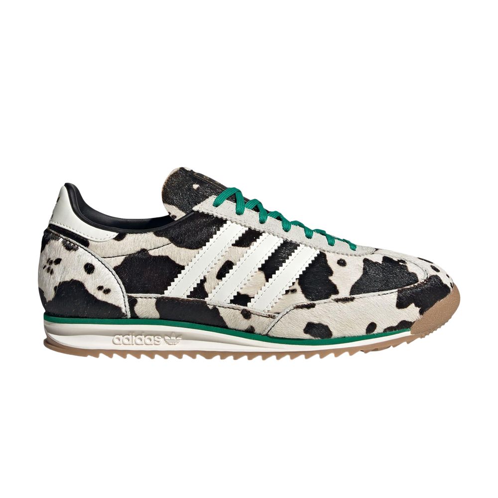 Pre-owned Adidas Originals Adidas Wmns Sl72 Og 'cowprint - Core Black Court Green' | Women's Size 6.5