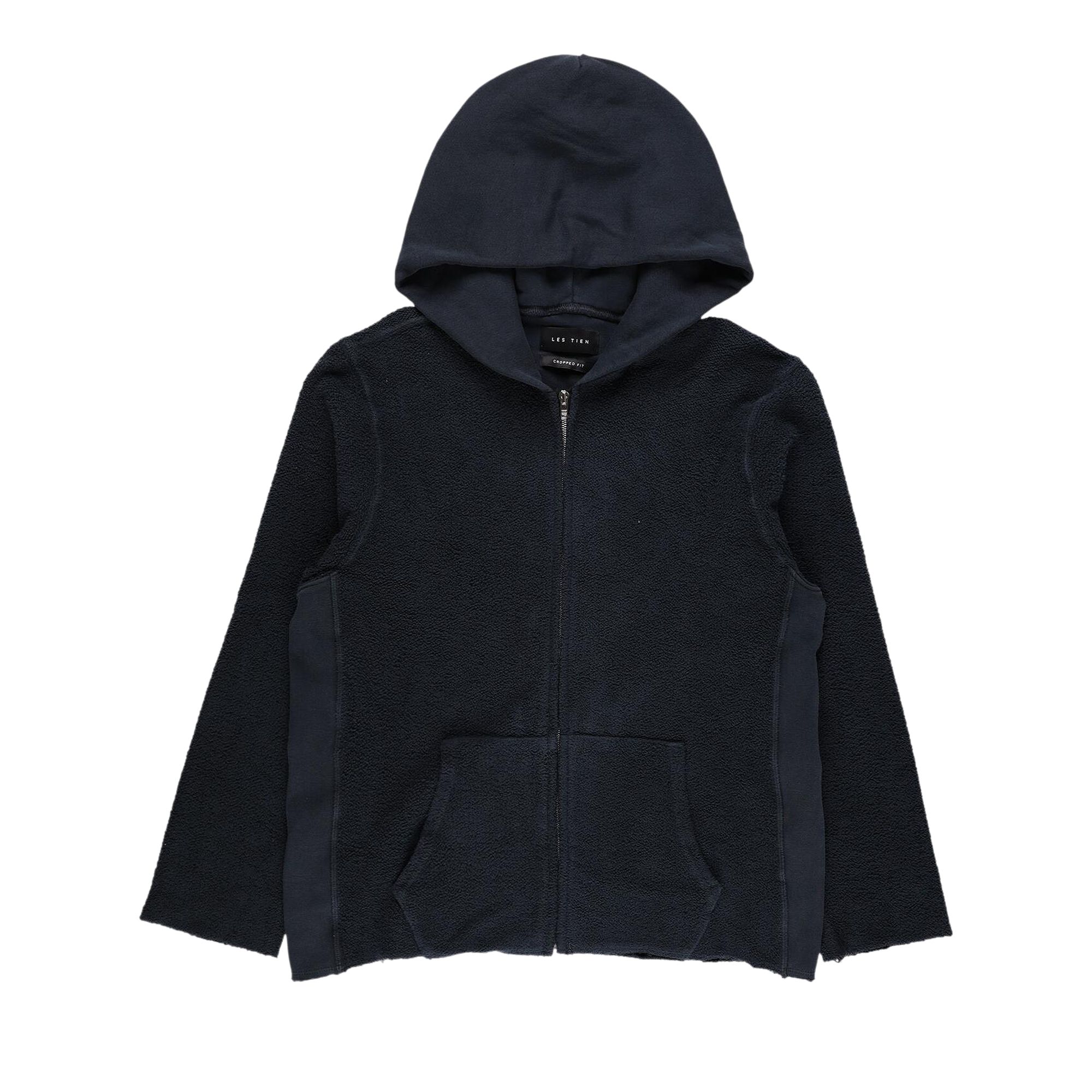 Pre-owned Les Tien Heavyweight Raw Zip Hoodie 'faded Black' | Men's Size L
