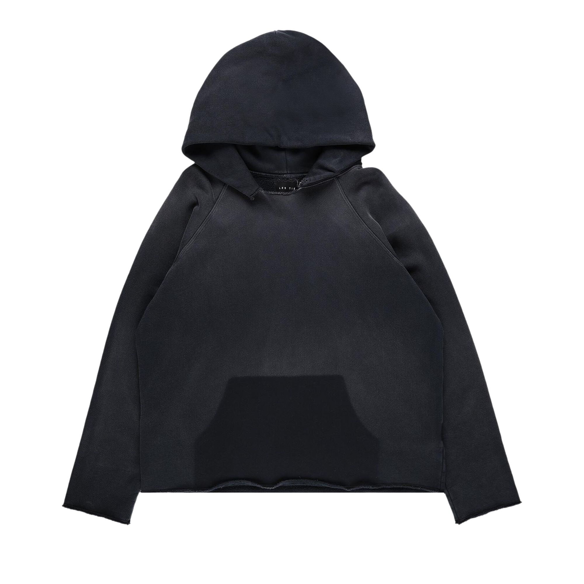 Pre-owned Les Tien Heavyweight Raw Raglan Hoodie 'vintage Faded Black' | Men's Size L