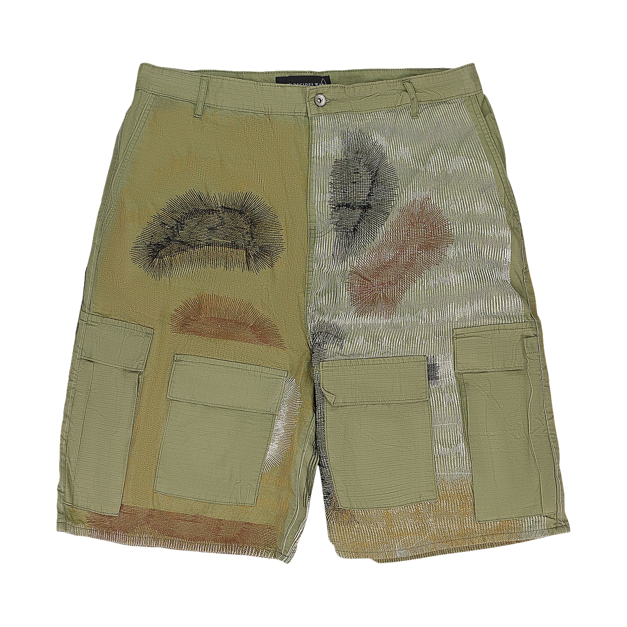 Pre-owned Who Decides War Camouflage Embroidery Cargo Shorts 'green' | Men's Size 40