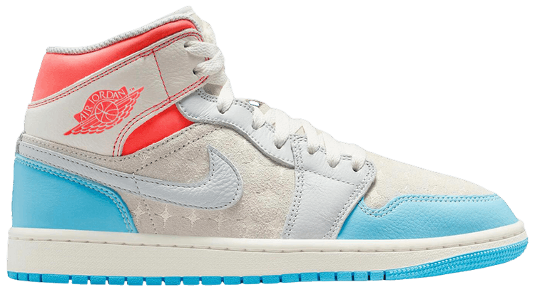 Wmns Air Jordan 1 Mid Sail Hot Lava Blue Chill