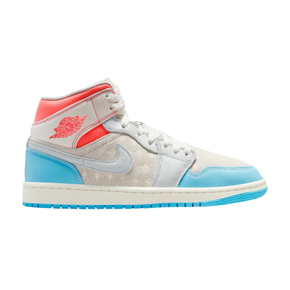 Pre-owned Air Jordan Wmns  1 Mid 'sail Hot Lava Blue Chill' | Women's Size 6.5