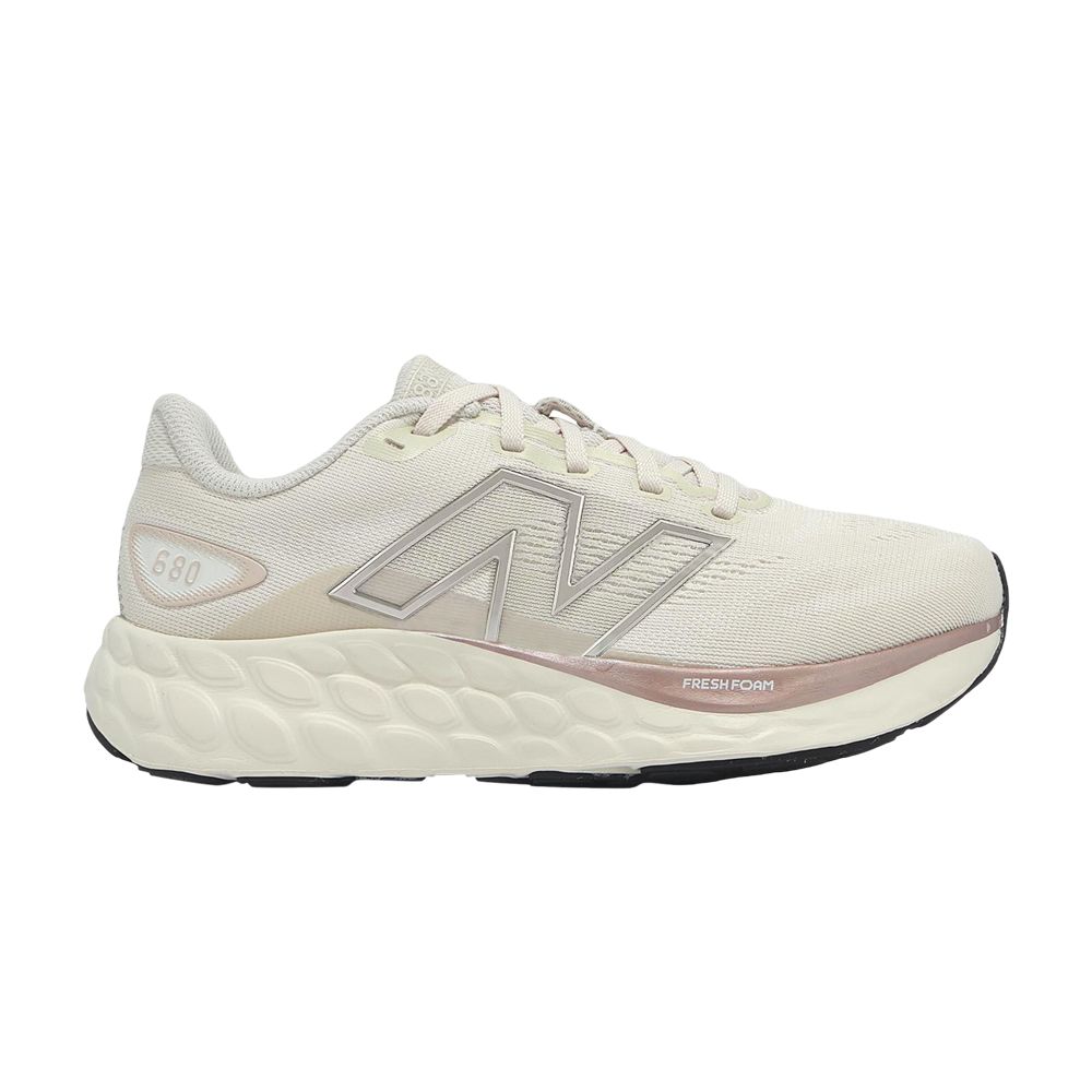 New Balance Wmns Fresh Foam 680v8 Wide 'Linen Timber Wolf Light Gold Metallic' | White | Women's Size 6.5 - W680CD8D