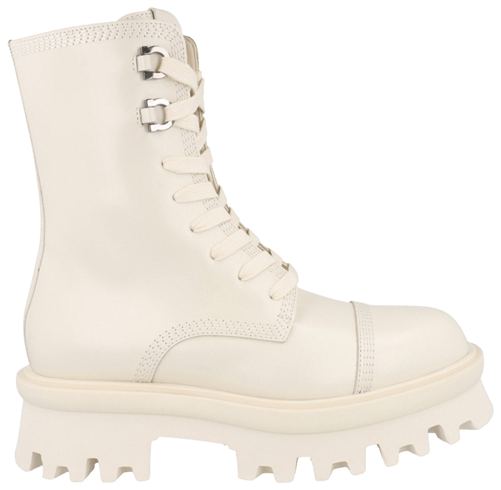Ferragamo Wmns Kira Combat Boot White