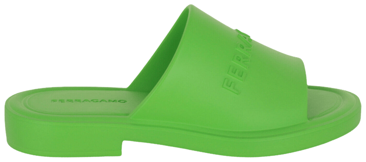 Ferragamo Giuneva Logo Embossed Slide Green