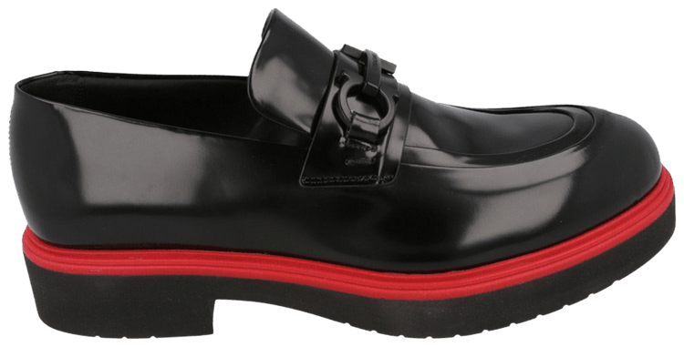 Ferragamo Fiorello Gancini Patent Loafer Black
