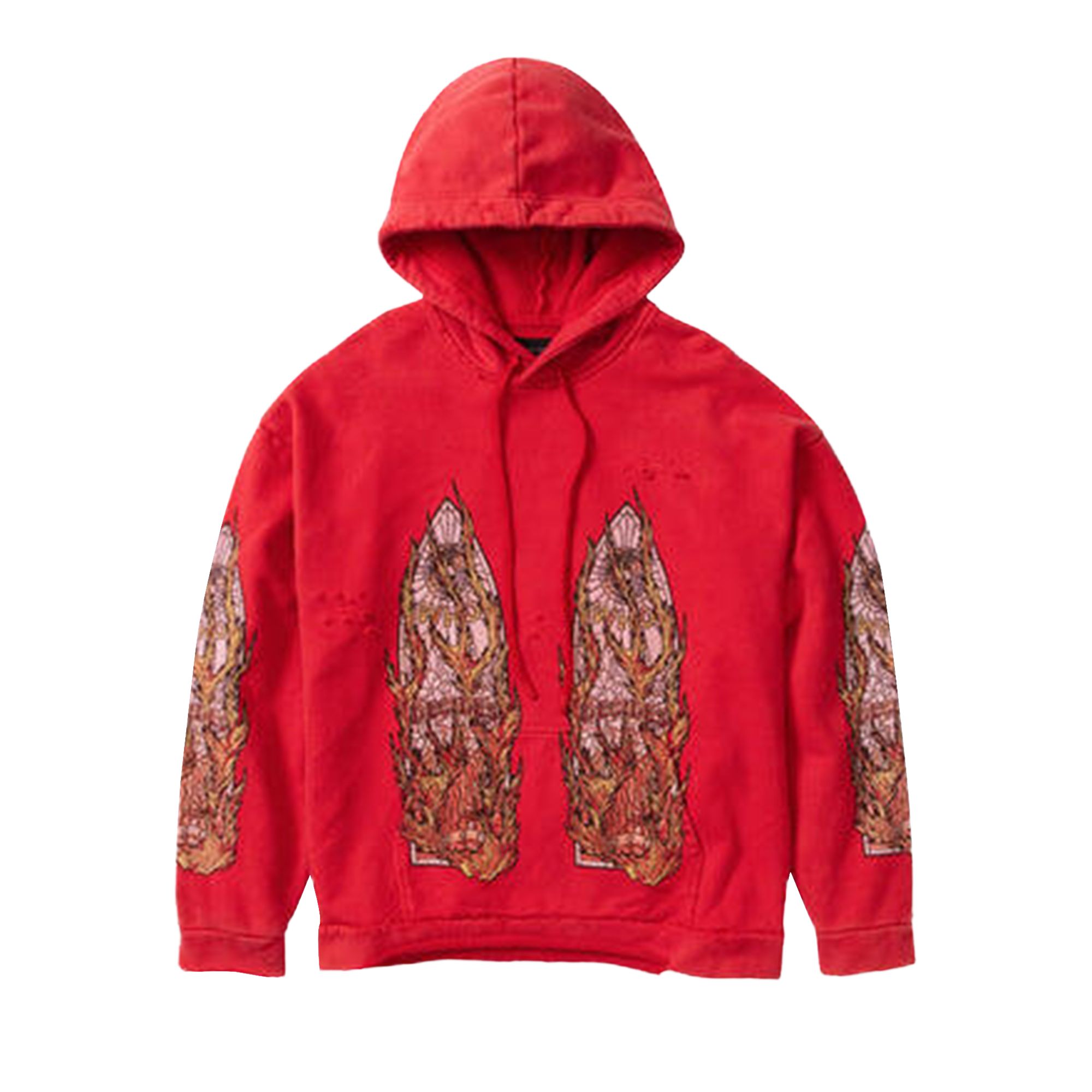 WHO DECIDES WAR Pre-owned Flame Glass Hooded Pullover 'ruby' | Red | Men's Size Xl