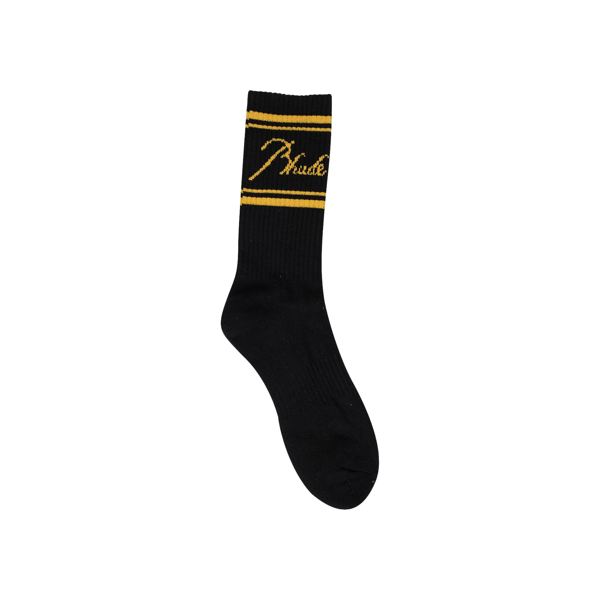 Pre-owned Rhude Script Logo Socks 'black/yellow' | Multi-color | Men's Size Onesize