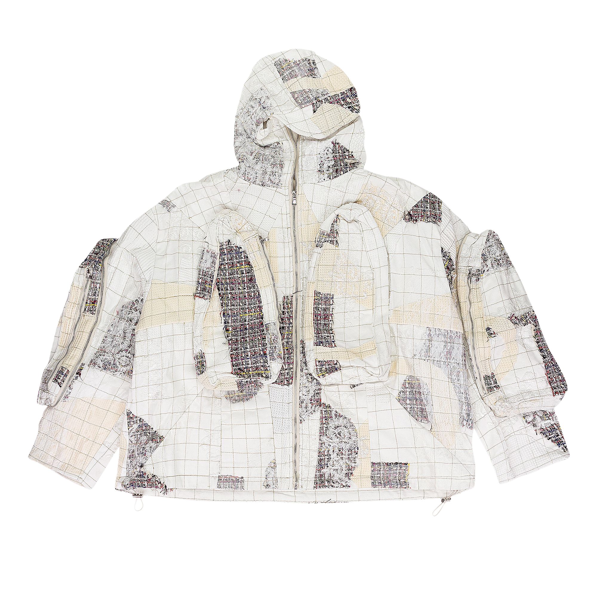 Click to view more detailed imagery on our partner's website Pre-owned Who Decides War Tweed Patchwork Window Hoodie 'white' | Men's Size Xs