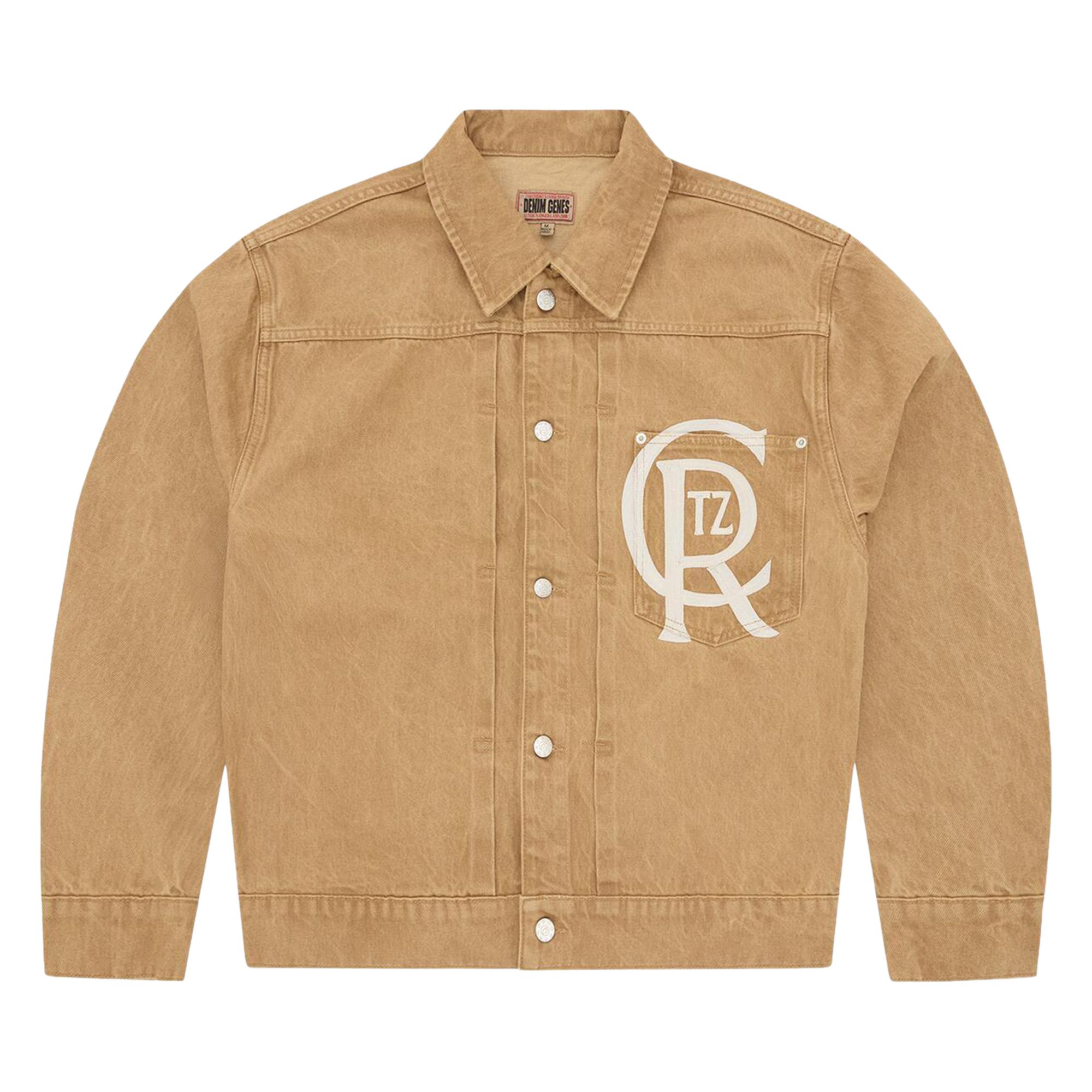 CORTEIZ Pre-owned Crest Chainstitch Denim Trucker 'tan' | Men's Size L In Brown