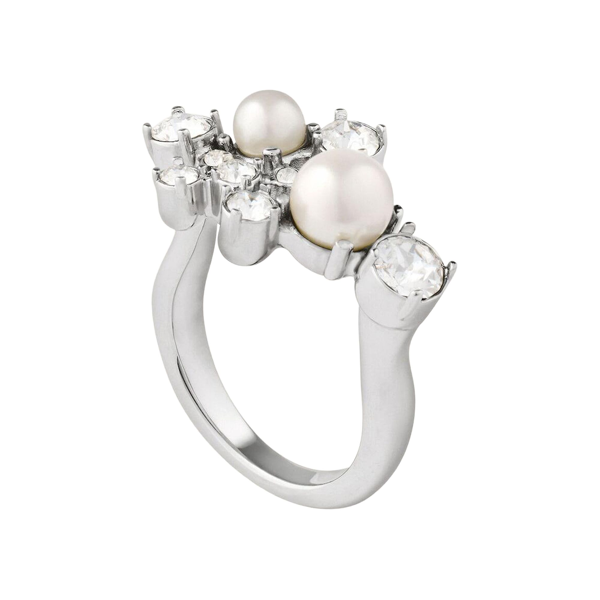 GIVENCHY Pre-owned Crystal Pearl Mixed Ring 'white/silvery' | Women's Size 54
