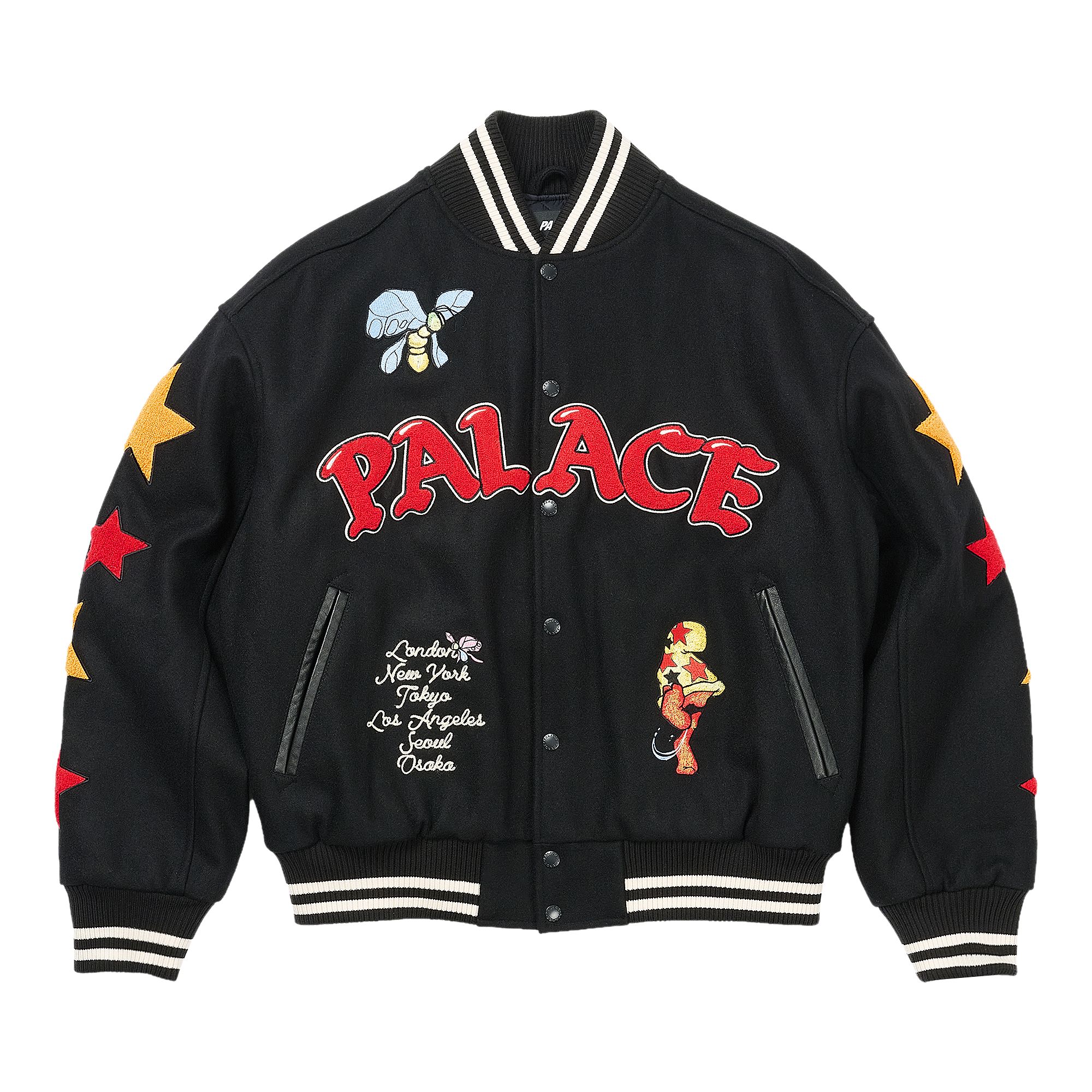Pre-owned Palace Mark Bodē Varsity Jacket 'black' | Men's Size S