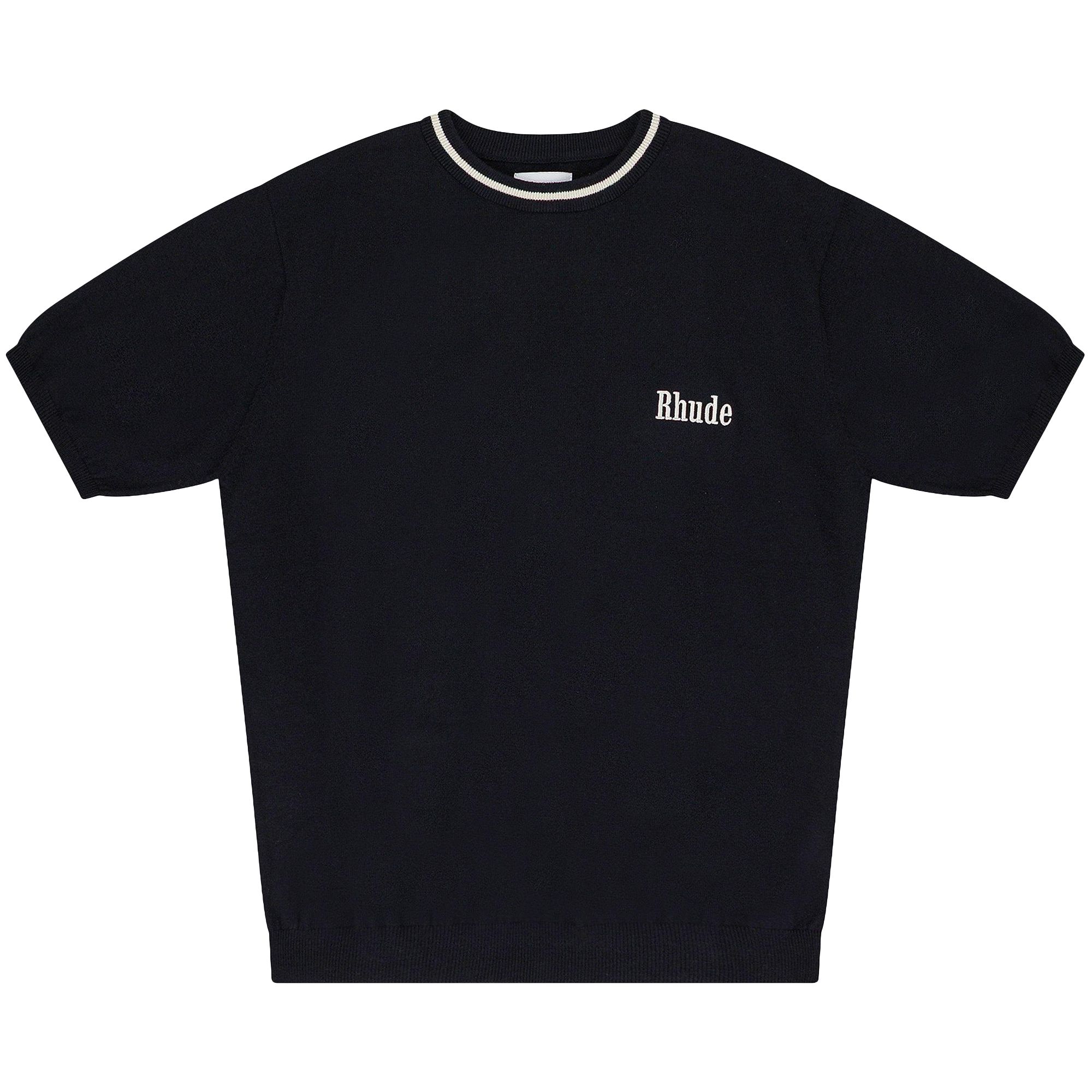 Pre-owned Rhude Logo Knit Tee 'black/ivory' | Men's Size Xl