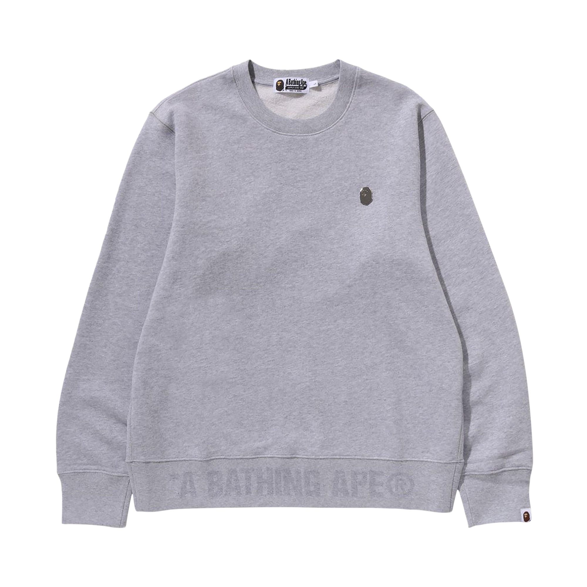 Pre-owned Bape One Point Crewneck Sweatshirt 'grey' | Men's Size S In Gray