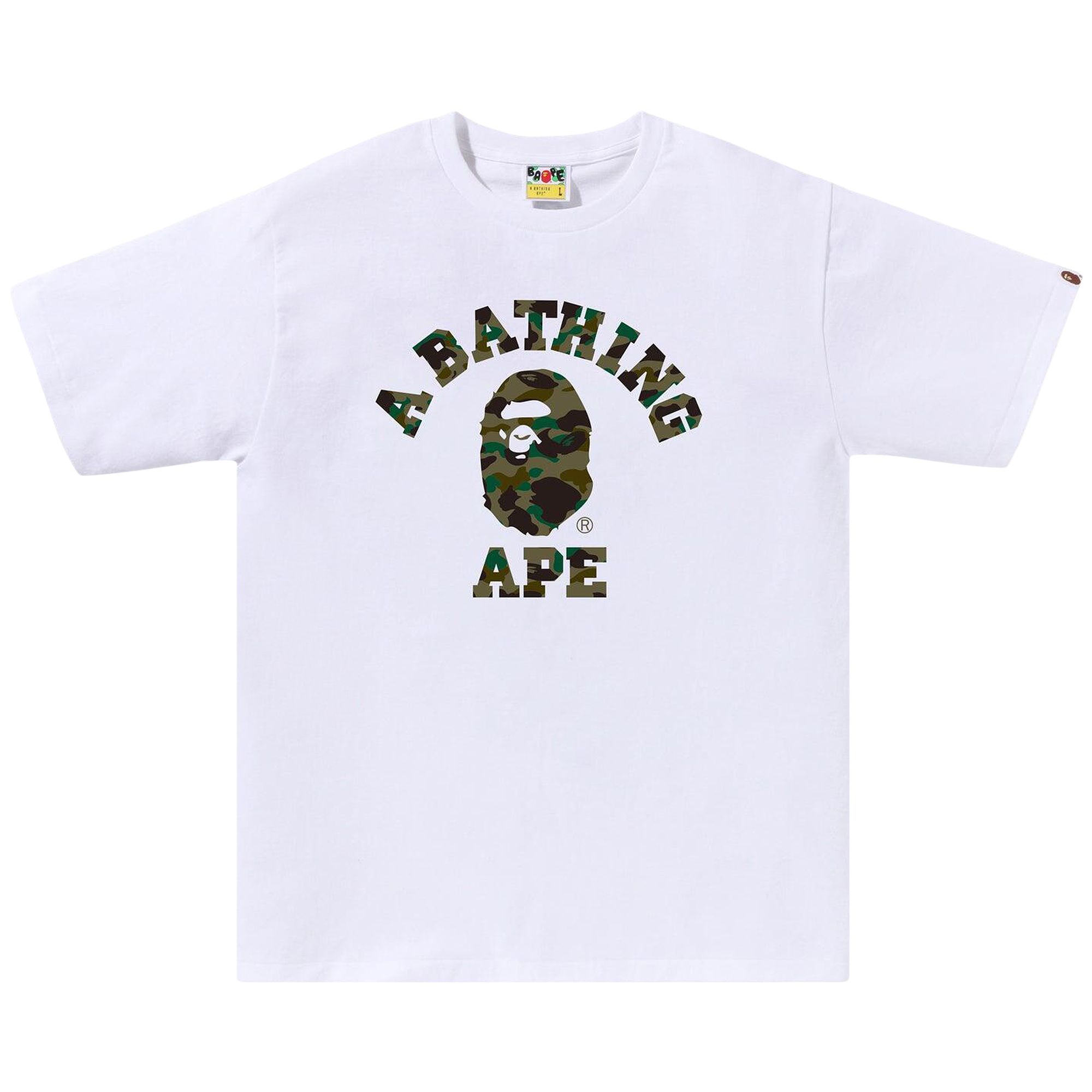 Pre-owned Bape 1st Camo College Tee 'white/green' | Men's Size L