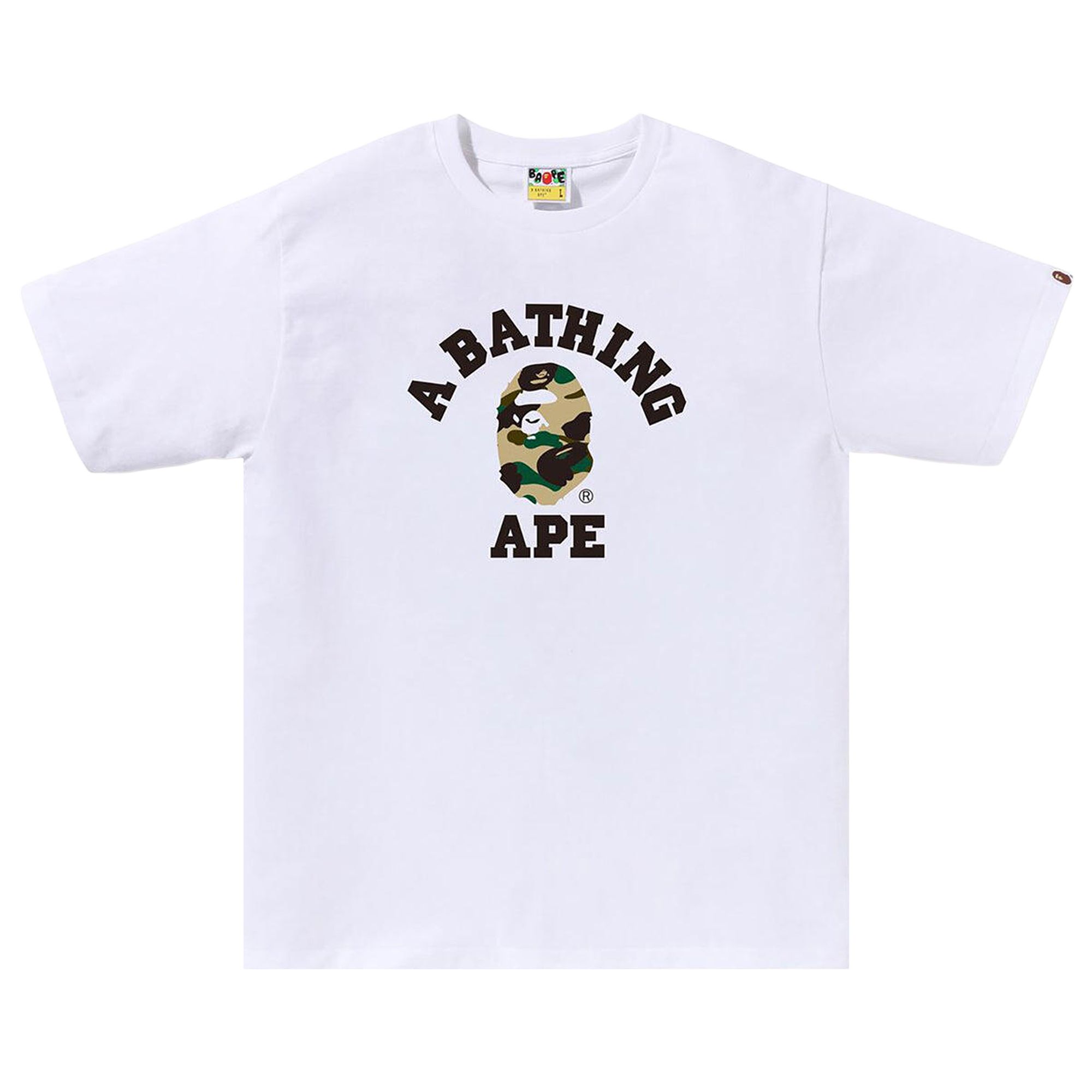 Pre-owned Bape 1st Camo College Tee 'white/yellow' | Men's Size M