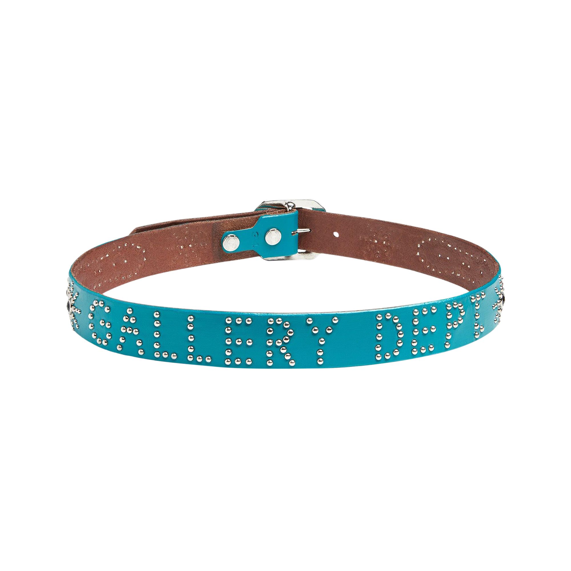 Pre-owned Gallery Dept. Painted Studded Belt 'turquoise' | Blue | Men's Size 38