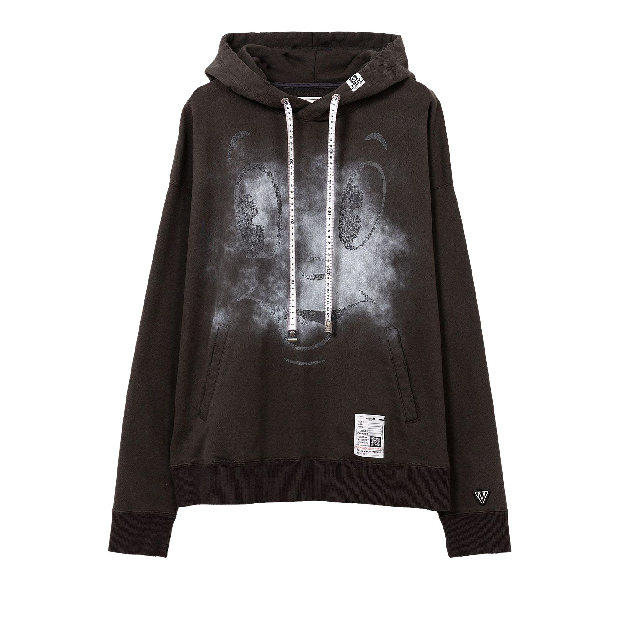 Pre-owned Miharayasuhiro Maison Mihara Yasuhiro Happy Face Printed Distressed Hoodie 'black' | Men's Size 48