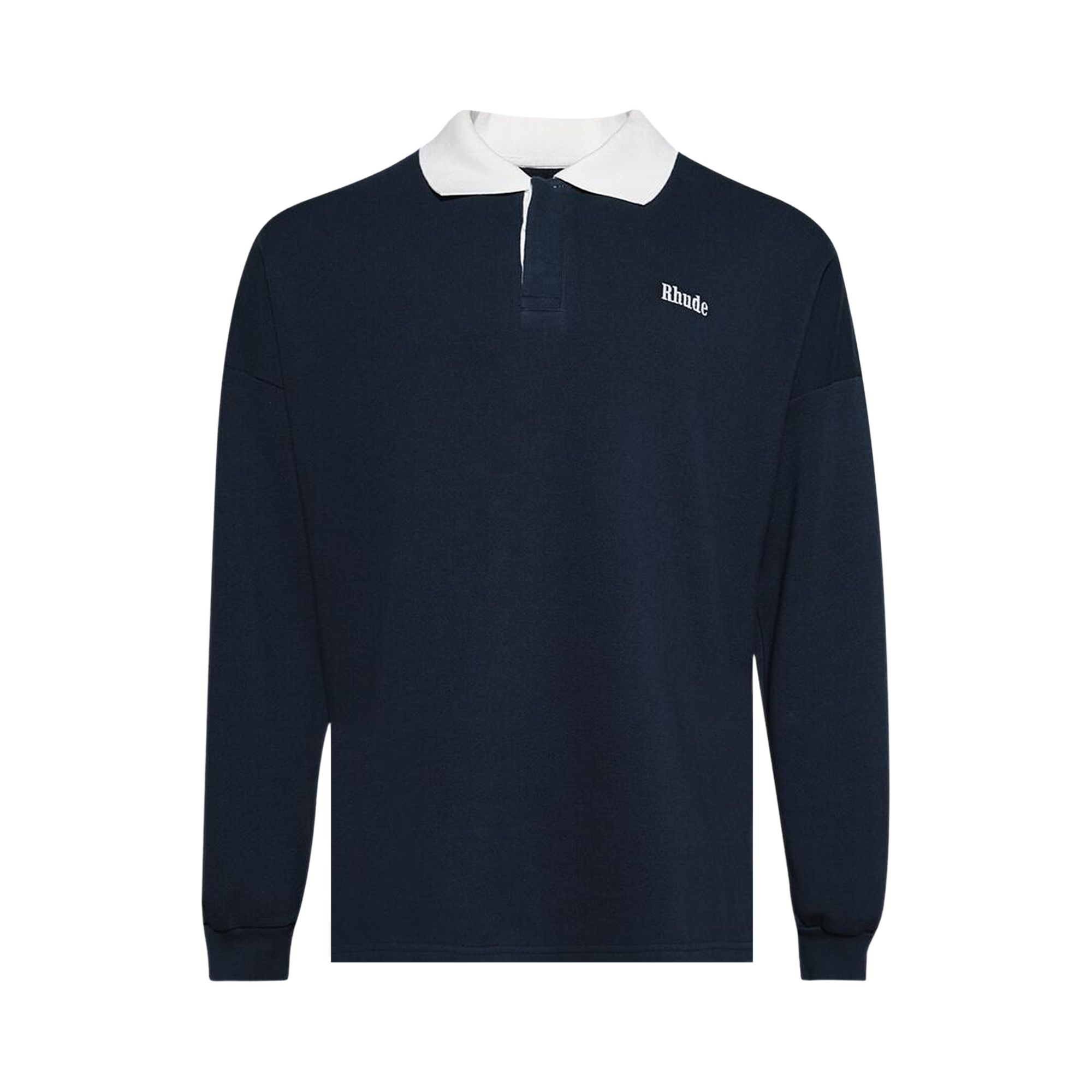 RHUDE Pre-owned Long-sleeve Pique Polo 'dark Navy/white' | Blue | Men's Size S