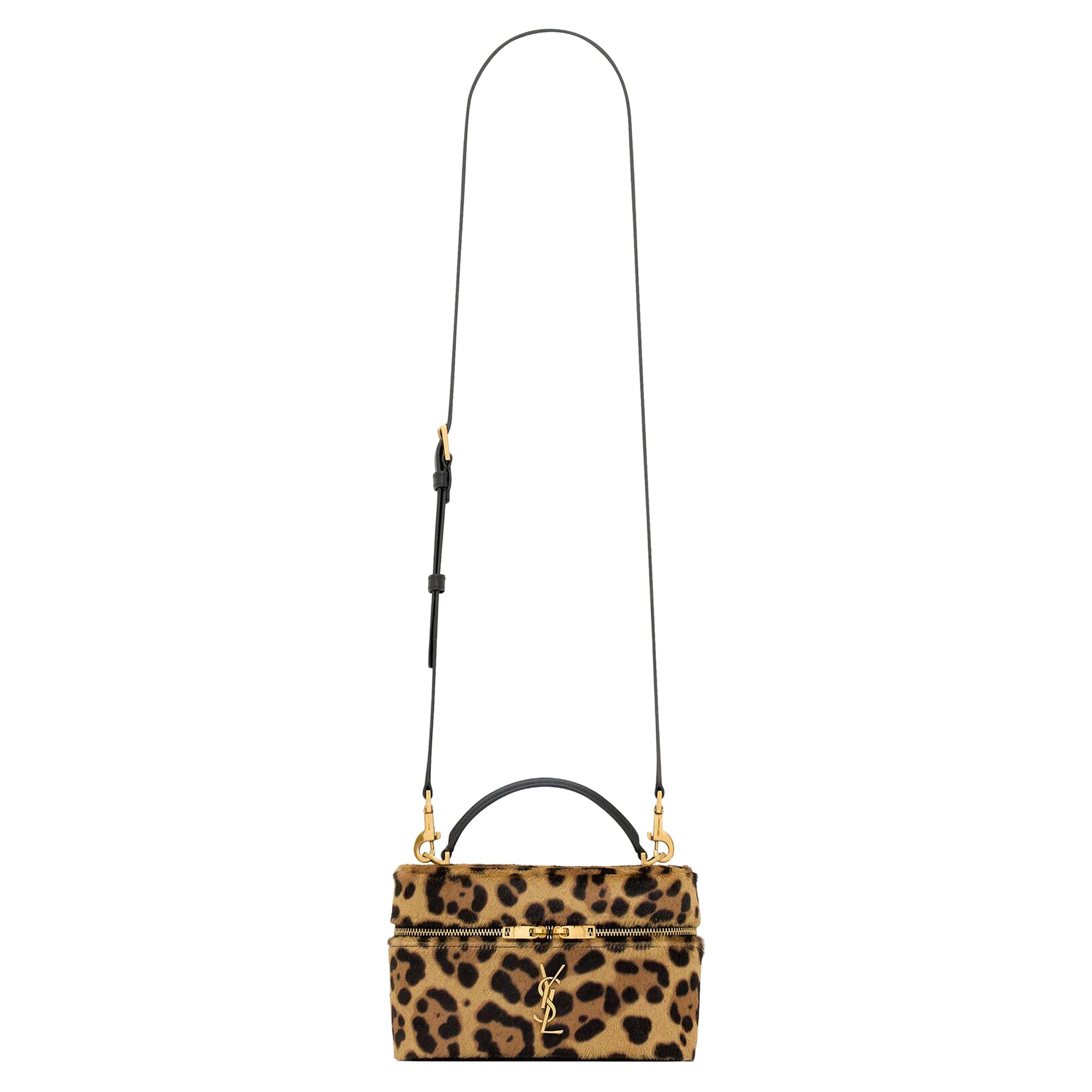 Pre-owned Saint Laurent Gaby Vanity In Leopard 'manto Naturale/nero' | Cream | Women's Size Onesize In White