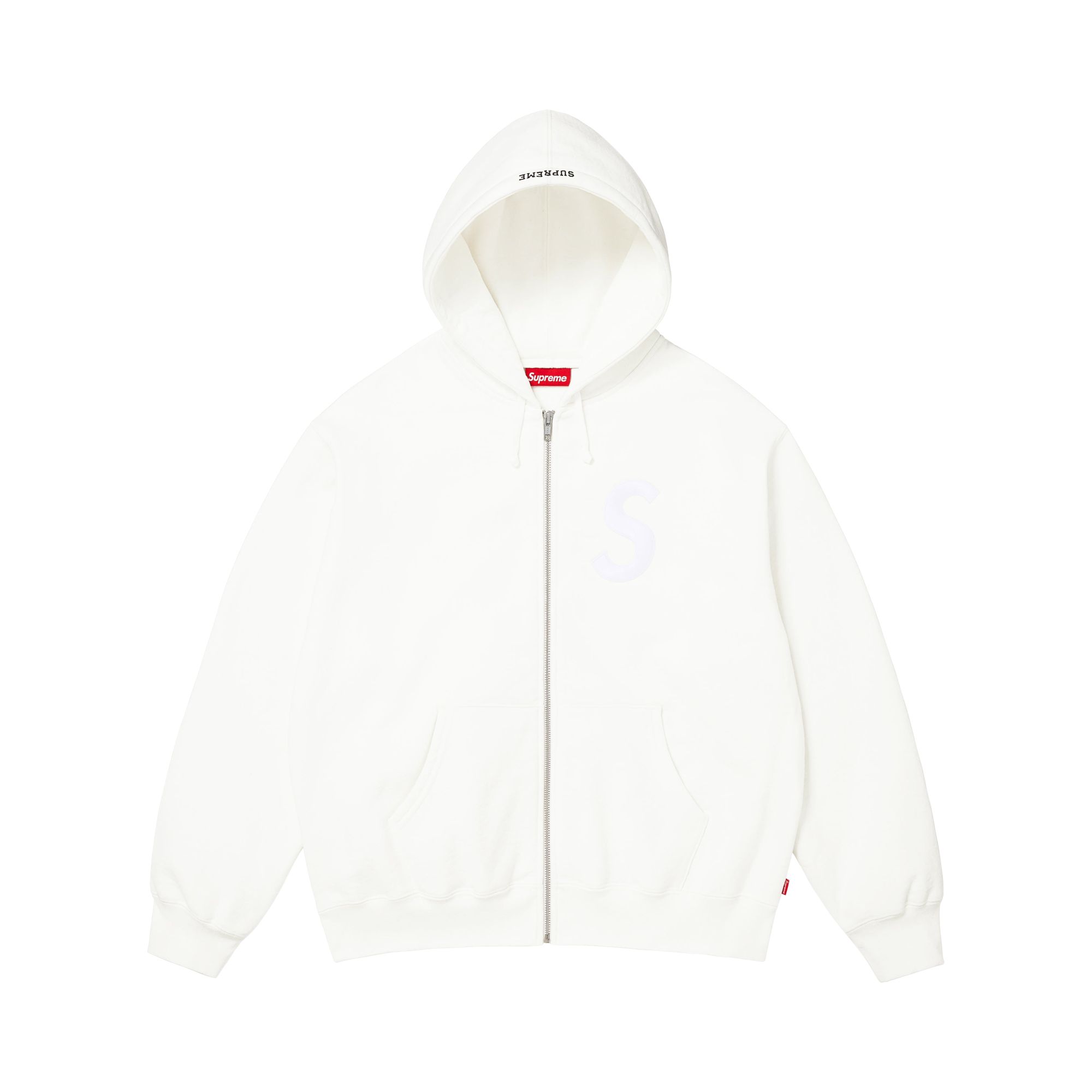 SUPREME Pre-owned S Logo Zip Up Hooded Sweatshirt 'white' | Men's Size M