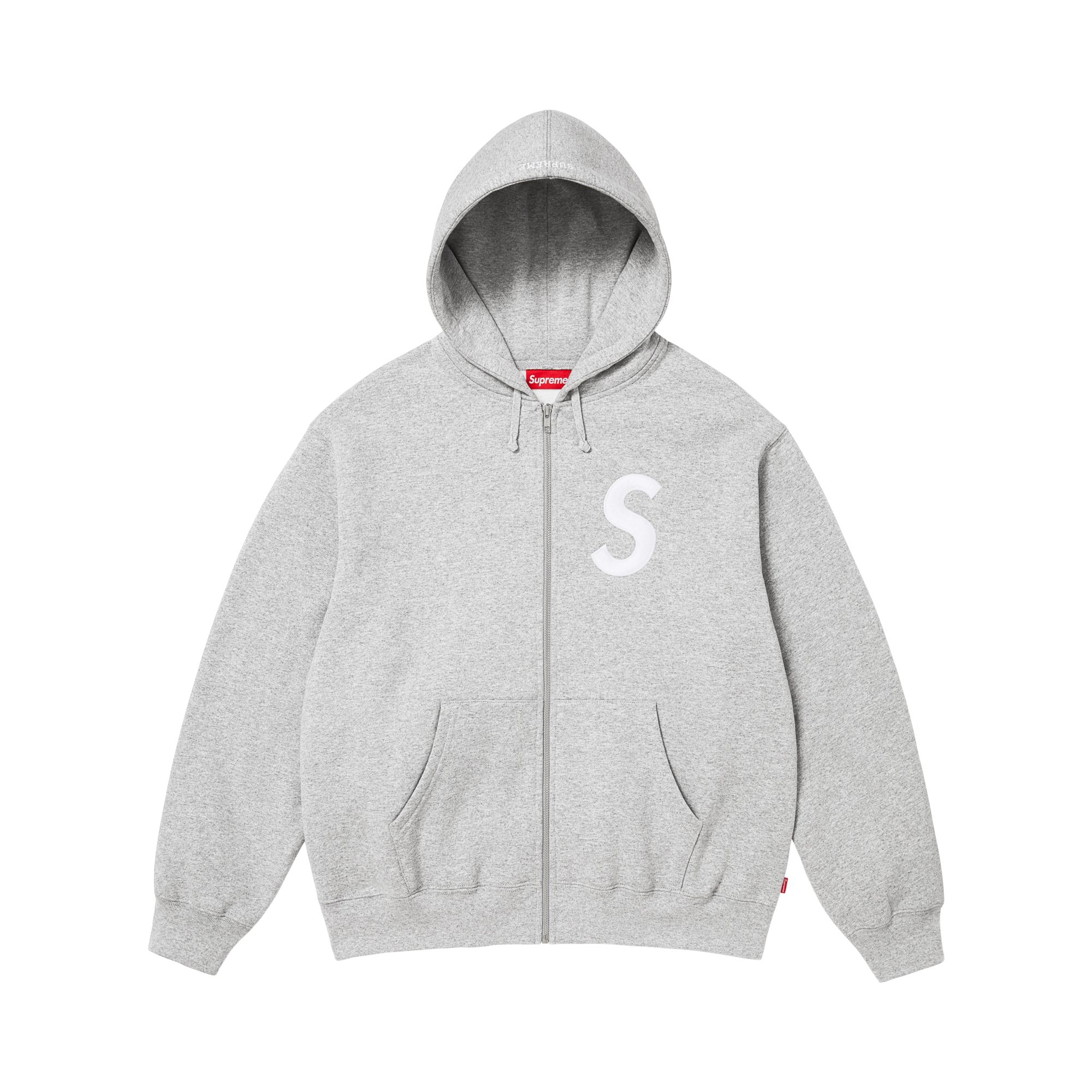 Pre-owned Supreme S Logo Zip Up Hooded Sweatshirt 'heather Grey' | Men's Size M In Gray