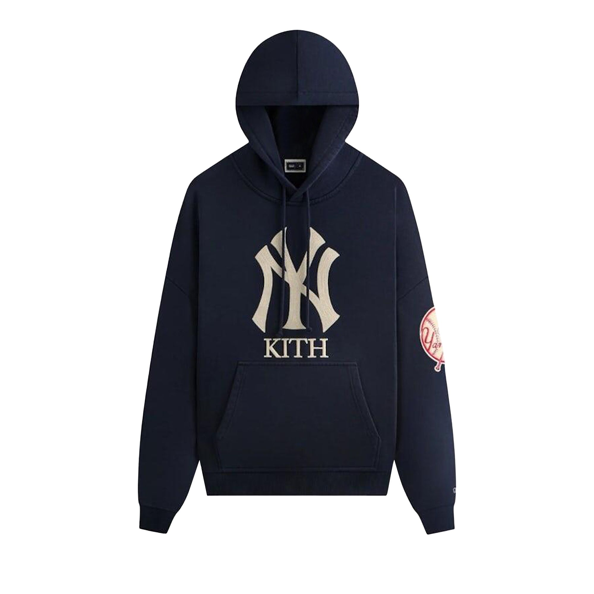 Pre-owned Kith X New York Yankees Plush Fleece Cropped Braxton Hoodie 'nocturnal' | Blue | Men's Size S
