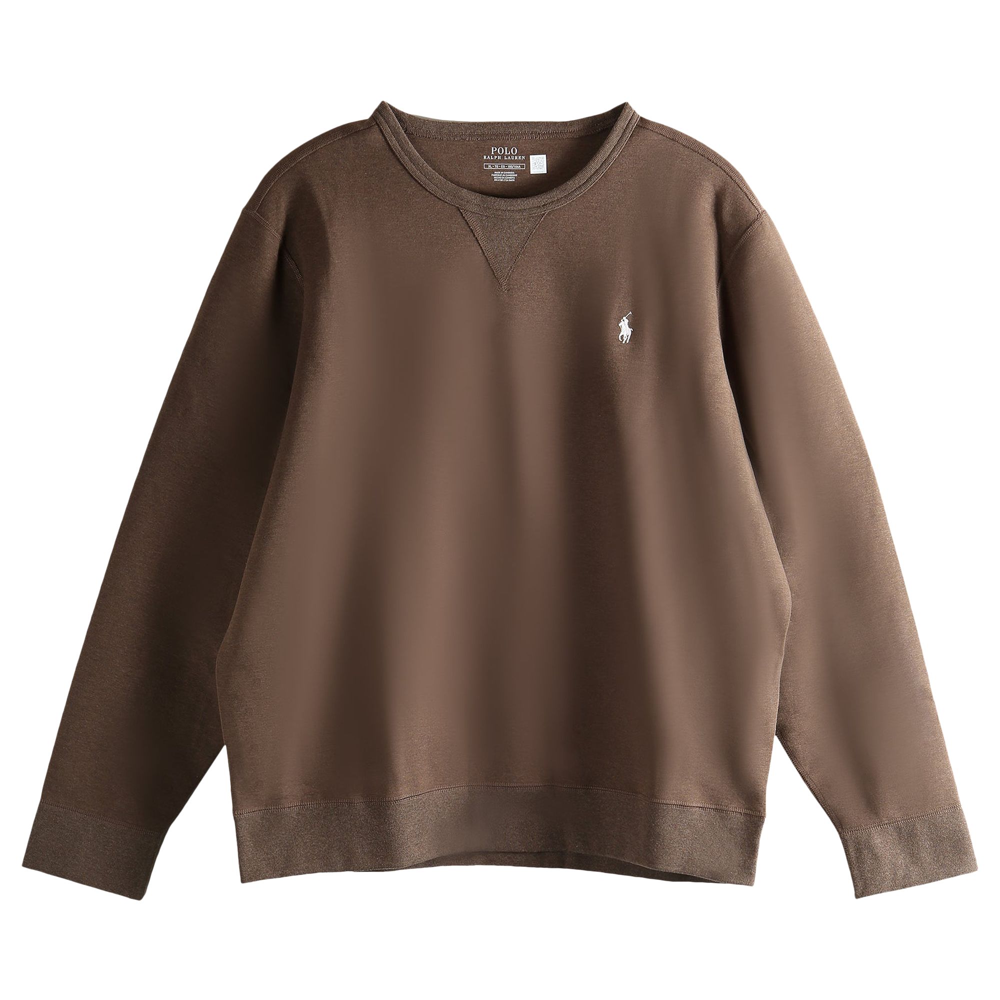 Pre-owned Polo Ralph Lauren Long-sleeve Double Knit Tech Crewneck Sweatshirt 'nutmeg Brown Heather' | Men's Si