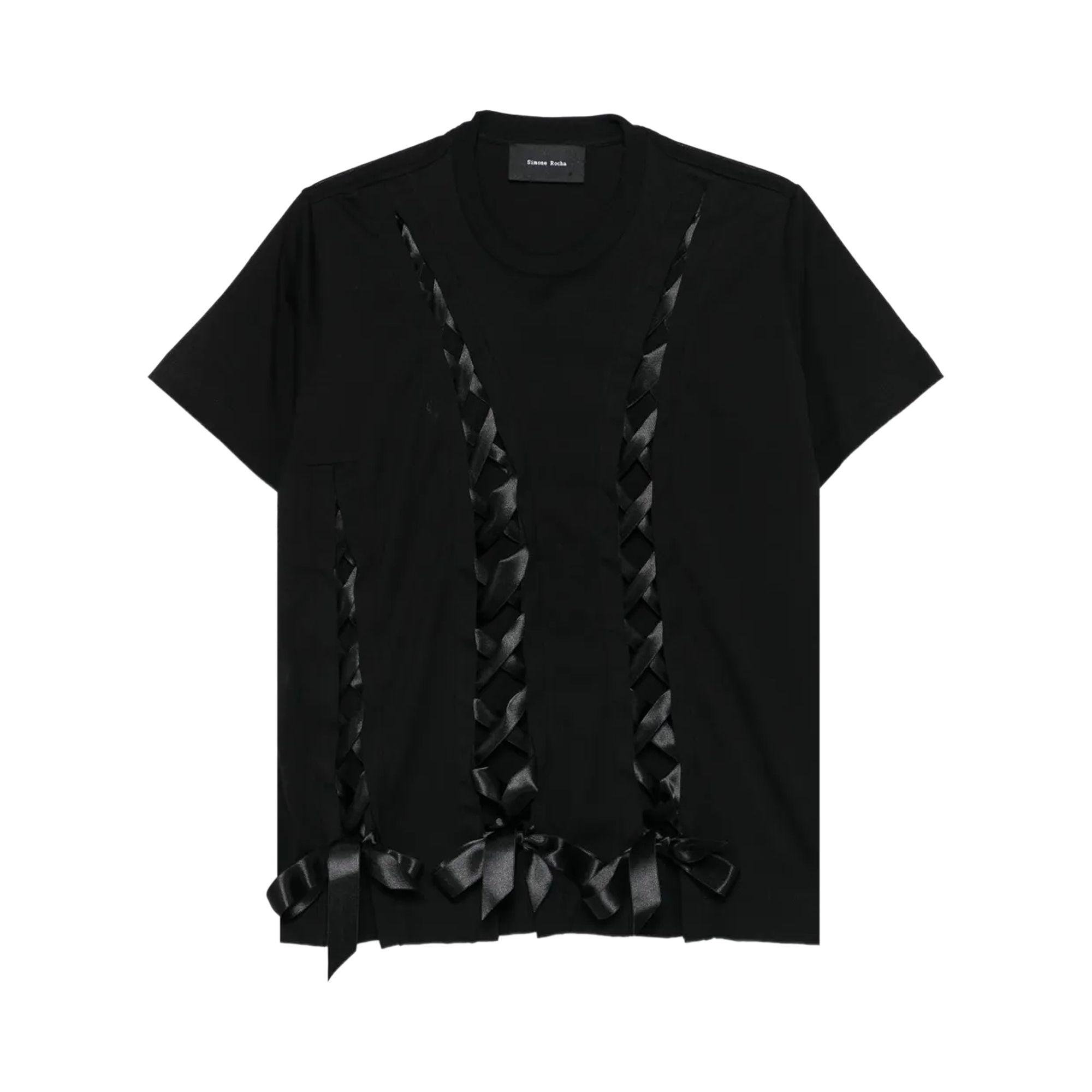 Pre-owned Simone Rocha Unraveling Ribbon T- Shirt 'black' | Women's Size M