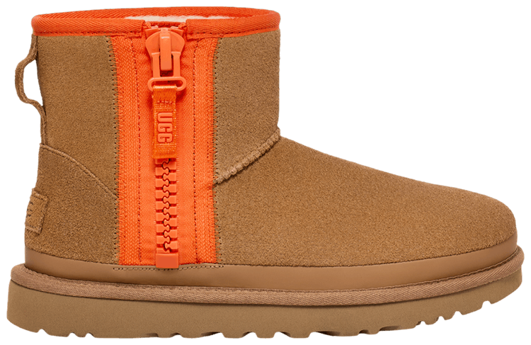 UGG Wmns Classic Mini Zipper Tape Logo Chestnut