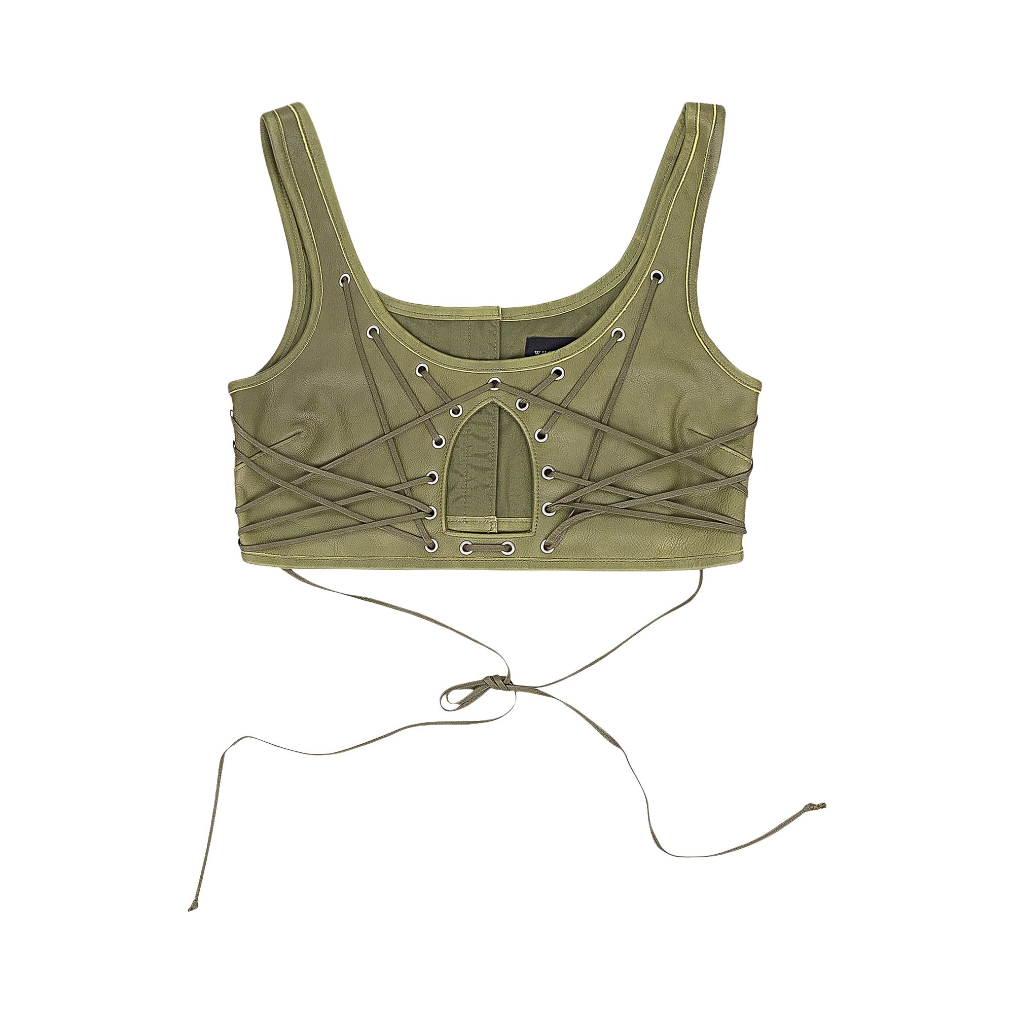 WHO DECIDES WAR Pre-owned Bondage Leather Crop Top 'green' | Women's Size Xxl