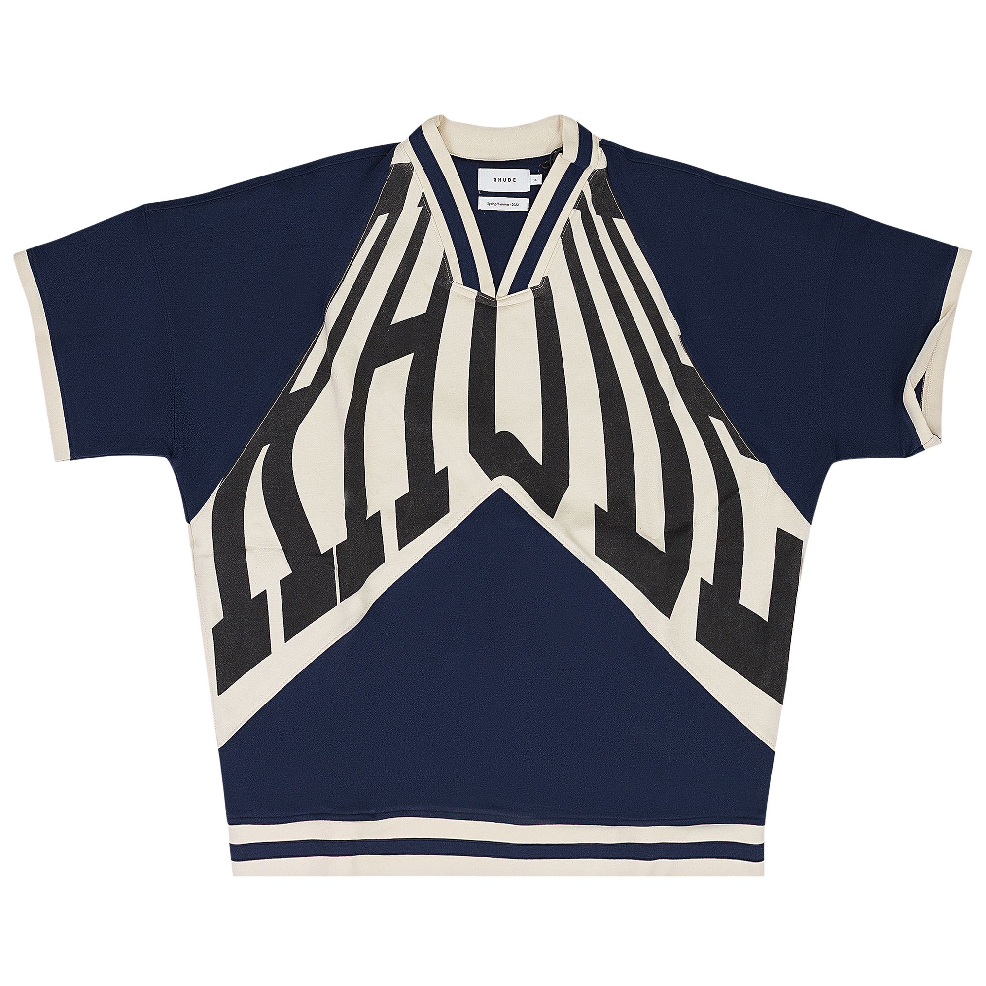 RHUDE Pre-owned Front Print Rhacer Polo Shirt 'navy/cream' | Blue | Men's Size S