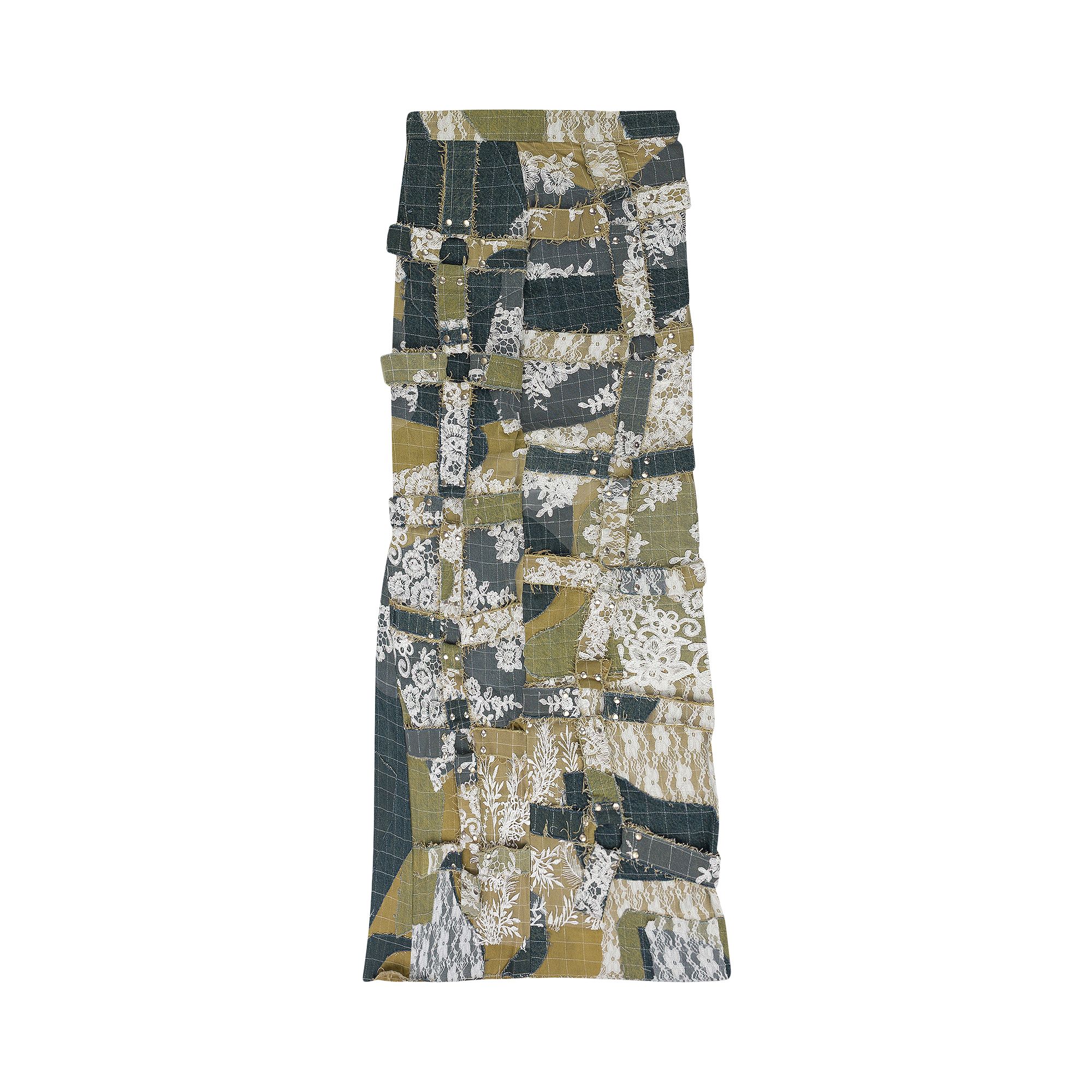 Pre-owned Who Decides War Affinity Grid Bondage Maxi Skirt 'blue' | Women's Size 30