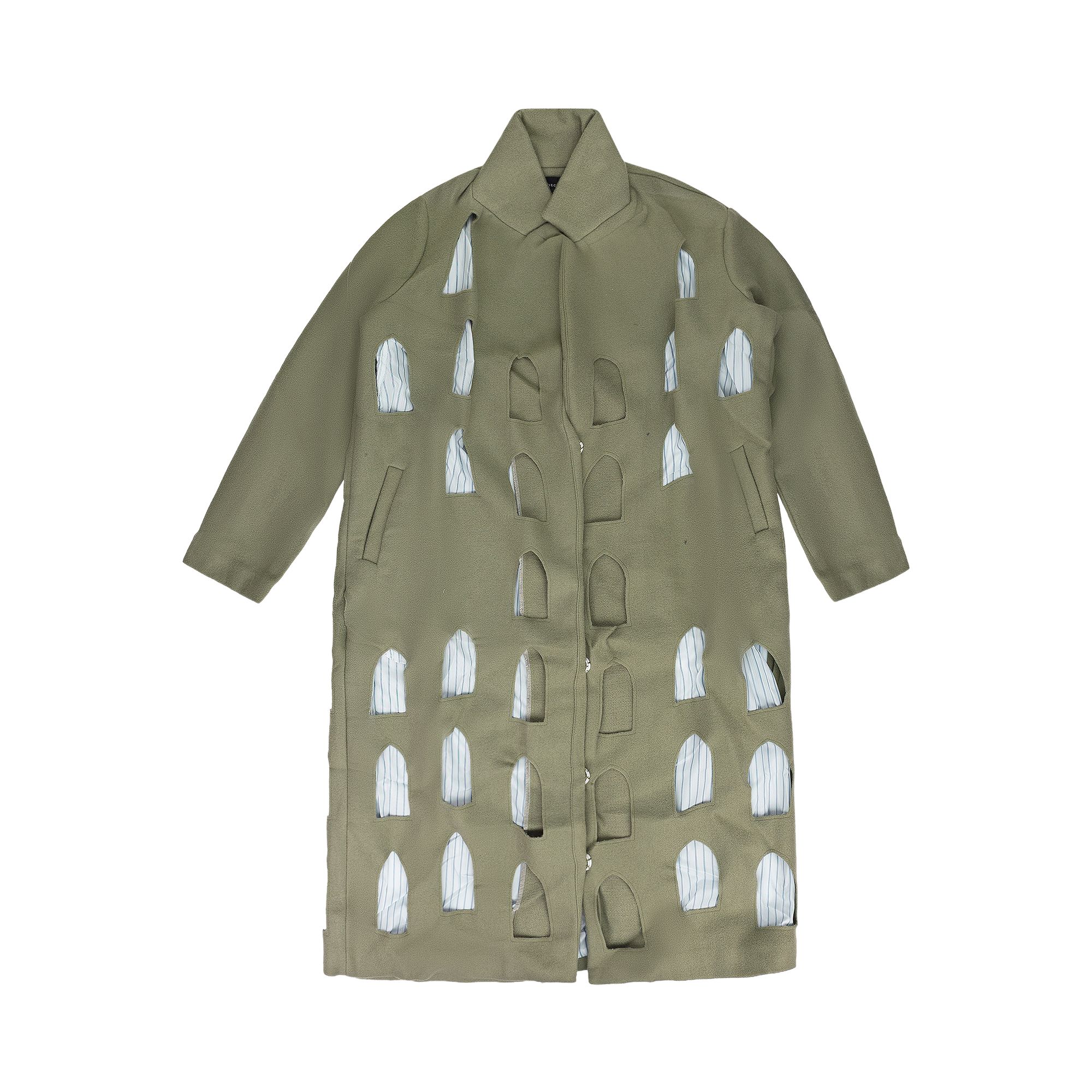 Pre-owned Who Decides War Stained Glass Laser Trench Coat 'green' | Men's Size Xxl