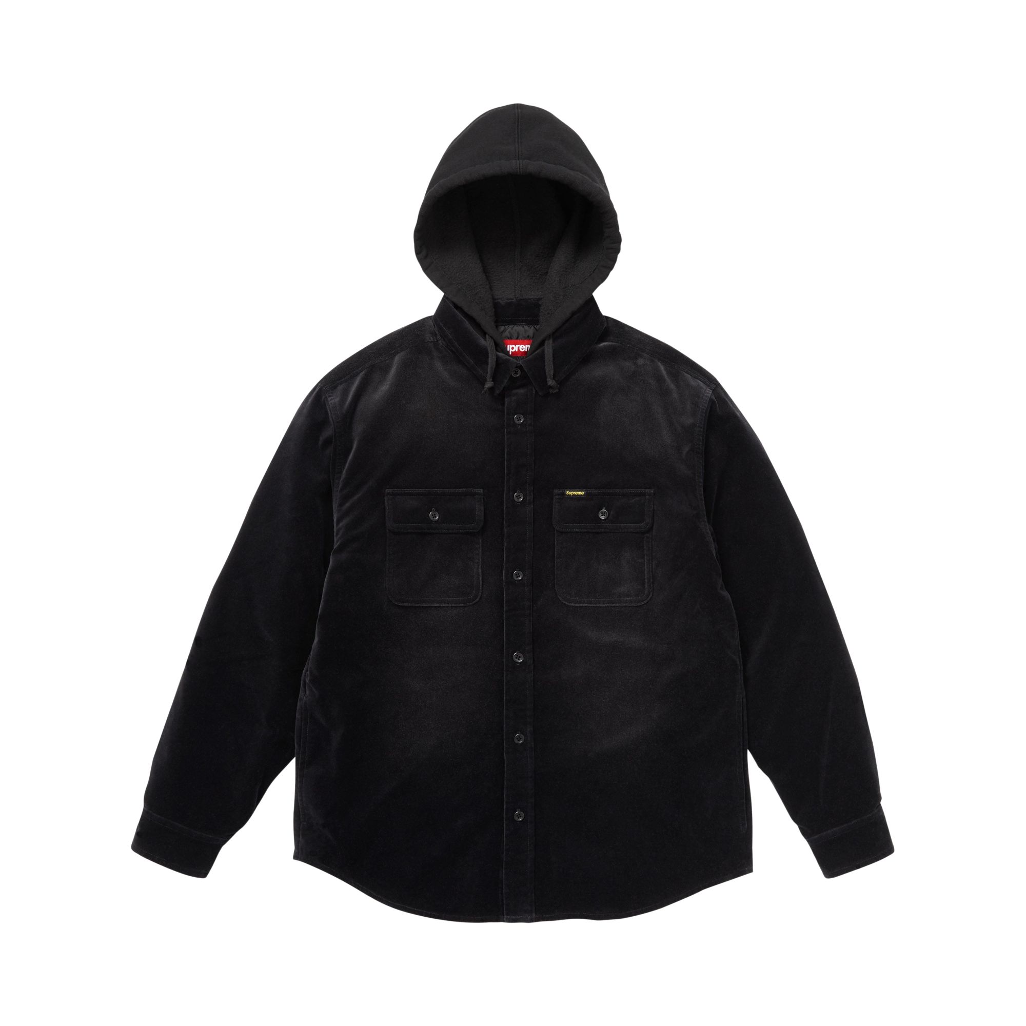 SUPREME Pre-owned Quilted Lined Hooded Velvet Shirt 'black' | Men's Size M