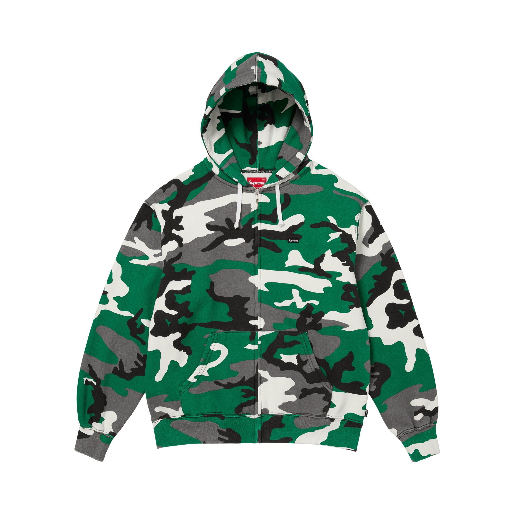 SUPREME Pre-owned Small Box Zip Up Hooded Sweatshirt 'green Camo' | Men's Size S