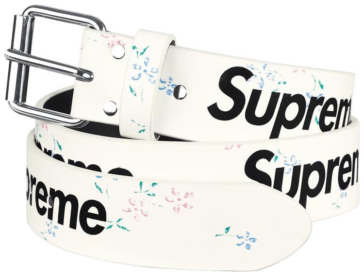 ☆Supreme Repeat Leather Belt Floral XL 白 Punch Out Floral Belt
