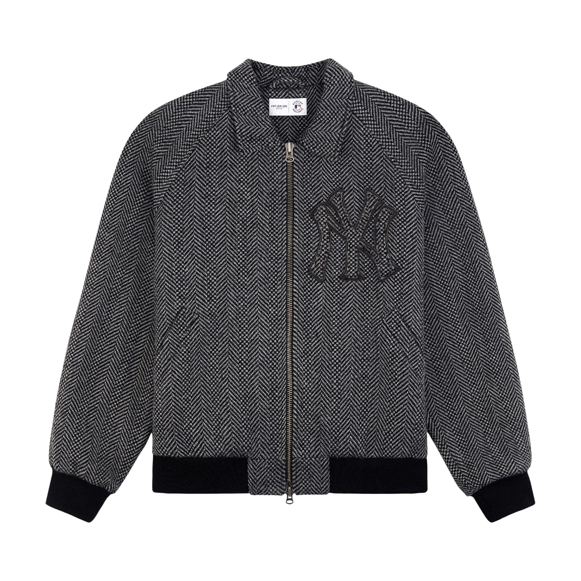 Pre-owned Aimé Leon Dore X New York Yankees Wool Varsity Jacket 'charcoal' | Grey | Men's Size M In Gray