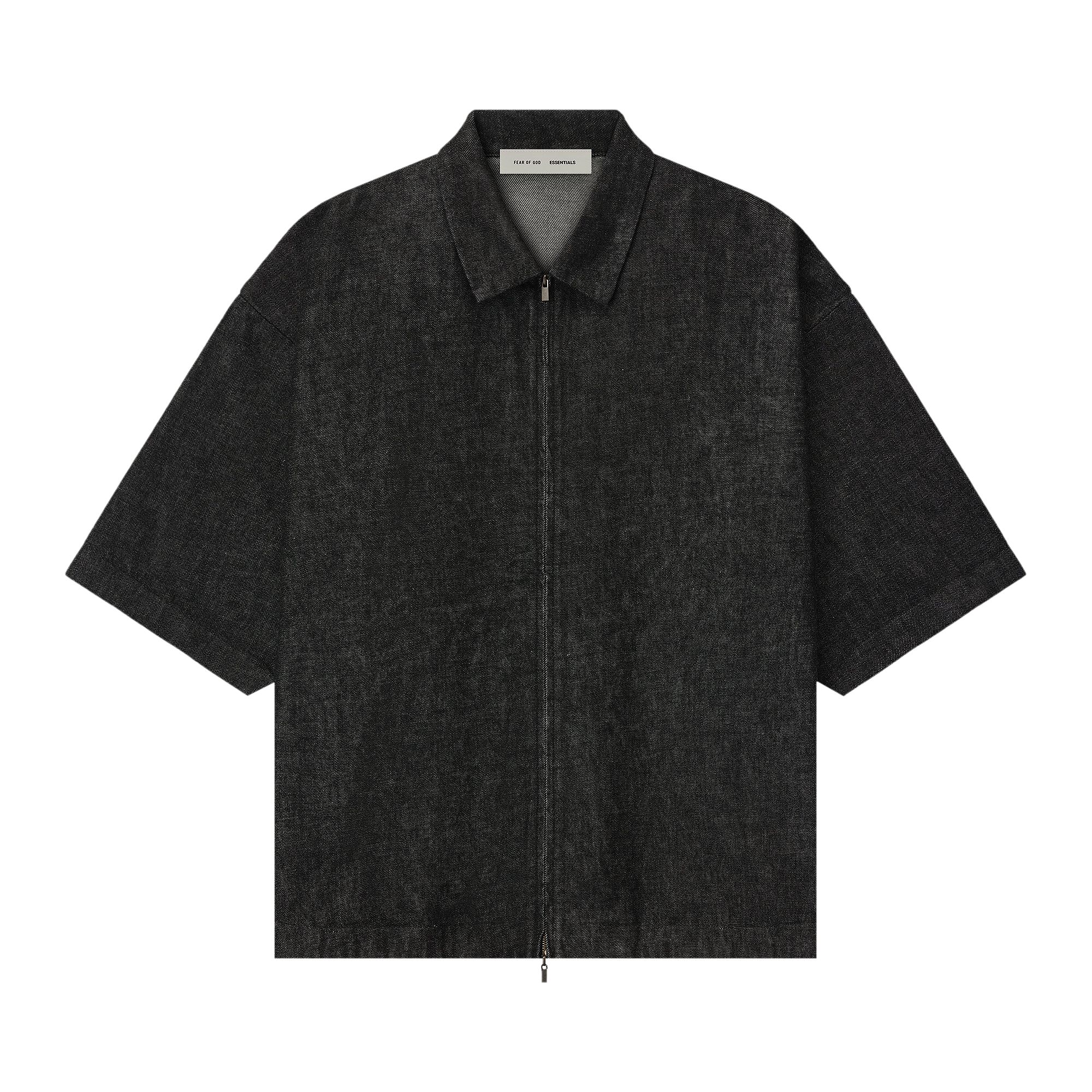 Pre-owned Essentials Fear Of God  Denim Full Zip Work Shirt 'vintage Black' | Men's Size M