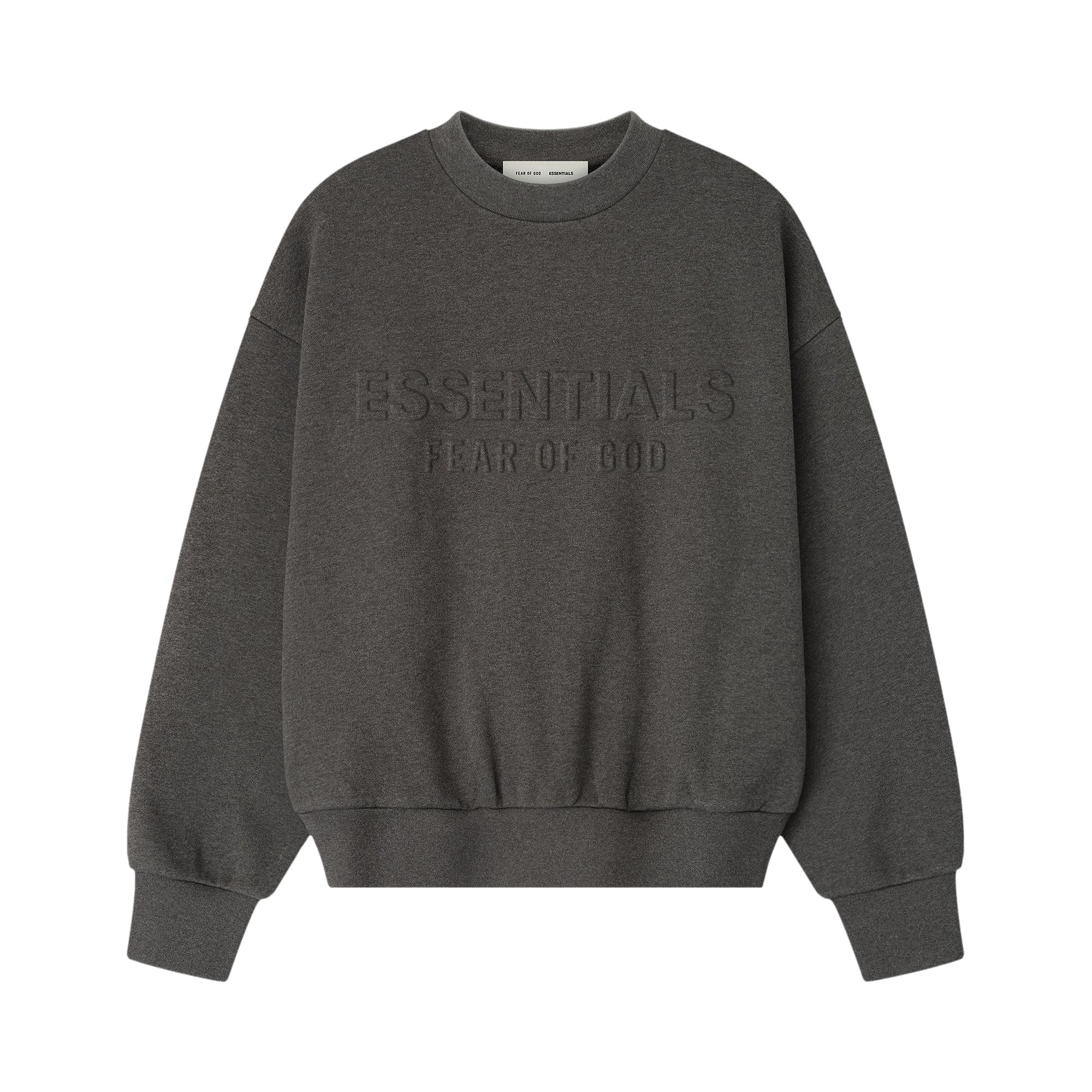 ESSENTIALS Pre-owned Fear Of God Embossed Classic Crewneck Sweatshirt 'charcoal Heather' | Grey | Men's Size L In Gray