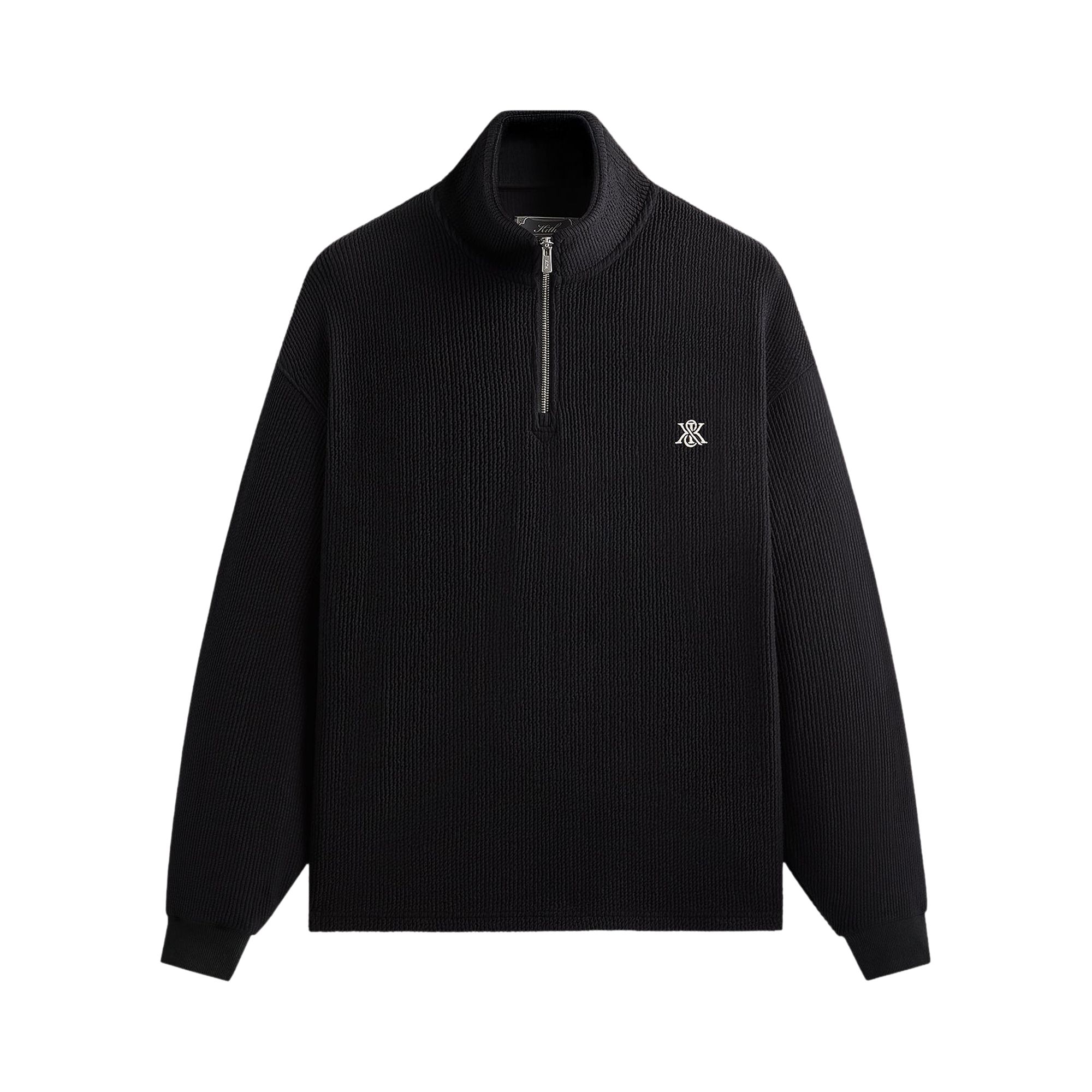 Pre-owned Kith Heavy Crepe Rib Knit Quarter Zip Nelson 'black' | Men's Size L